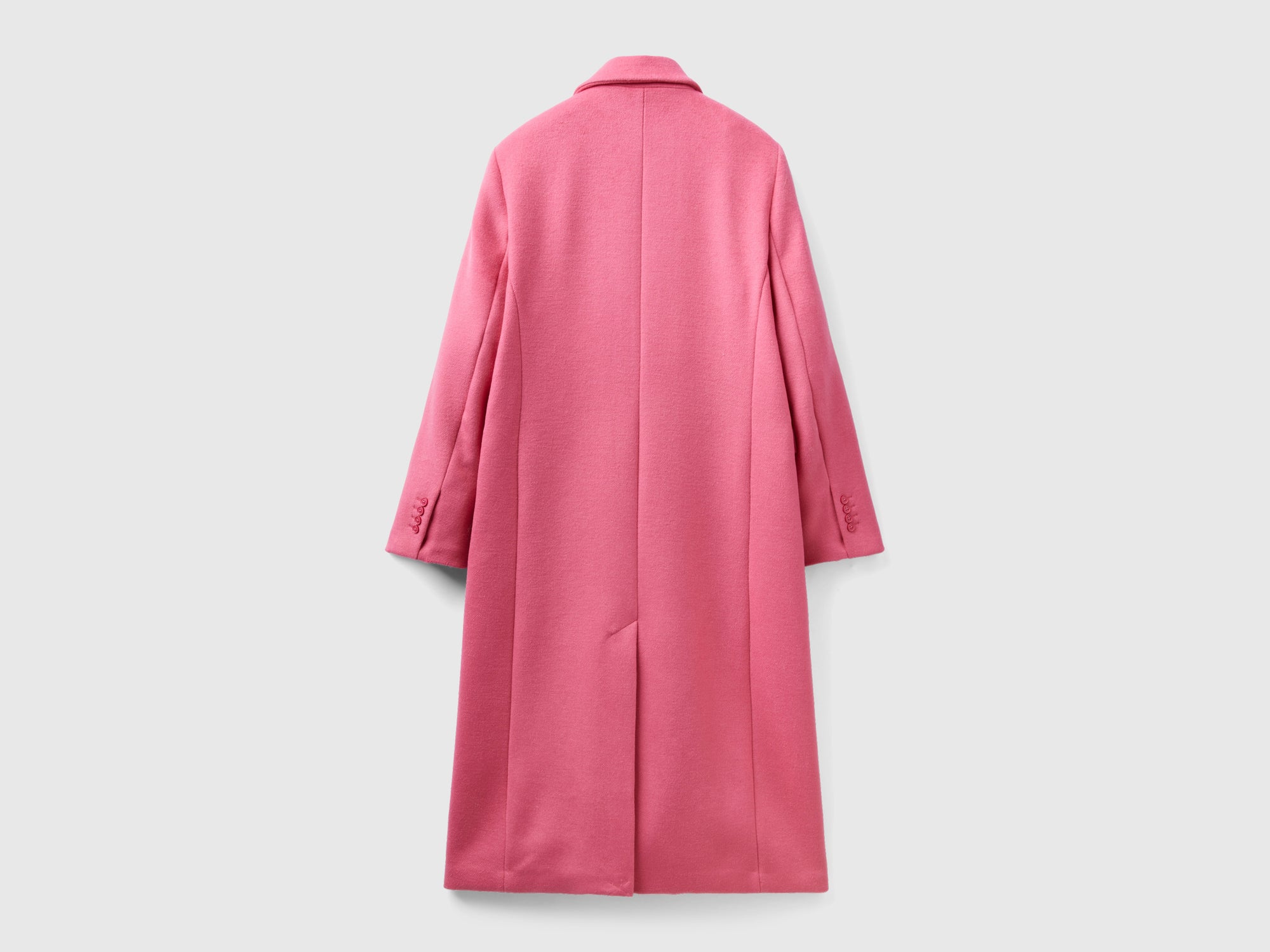 Cappotto doppiopetto in misto lana da donna rosa Benetton Outlet