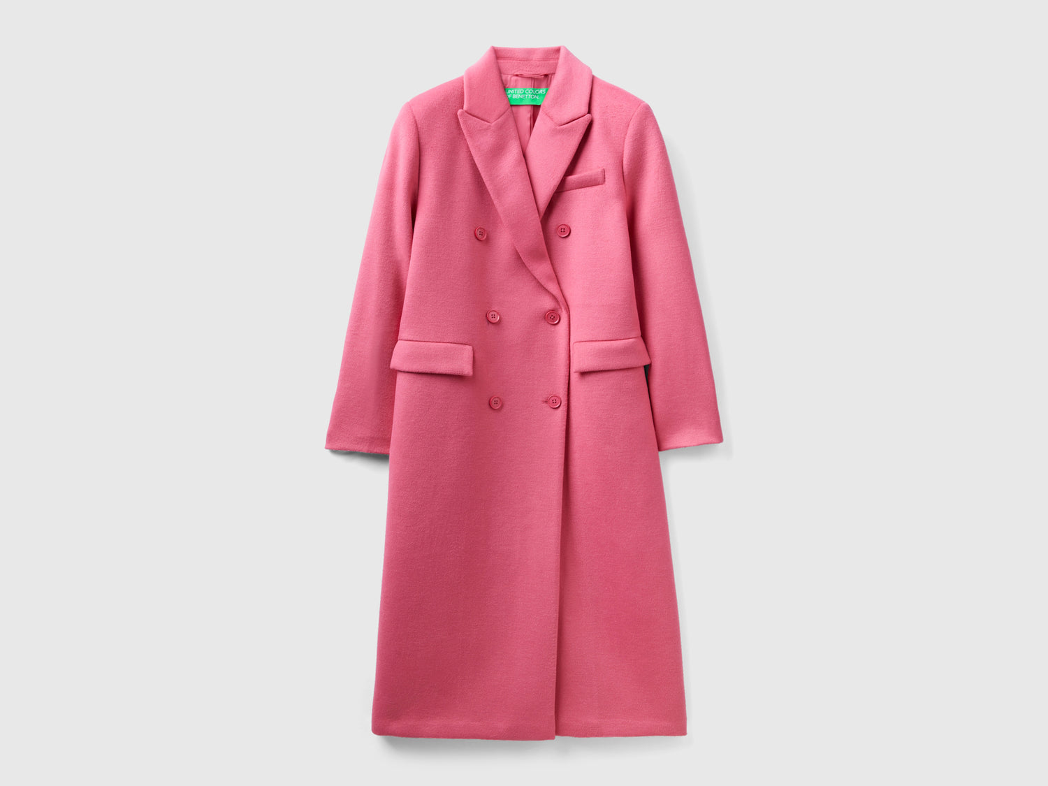 Cappotto doppiopetto in misto lana da donna rosa | Benetton Outlet