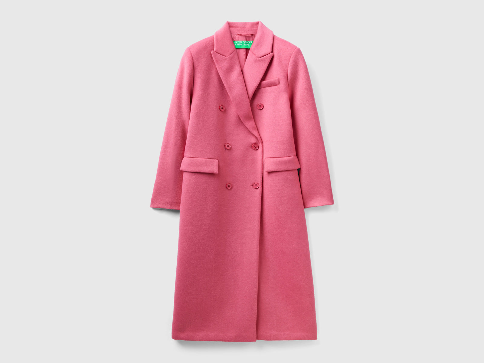 Cappotto doppiopetto in misto lana da donna rosa | Benetton Outlet