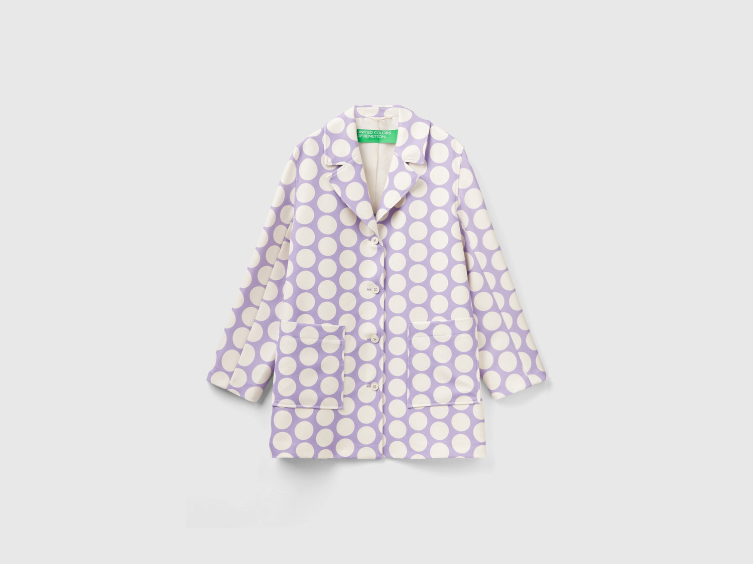Cappotto con stampa a pois da donna lilla | Benetton Outlet