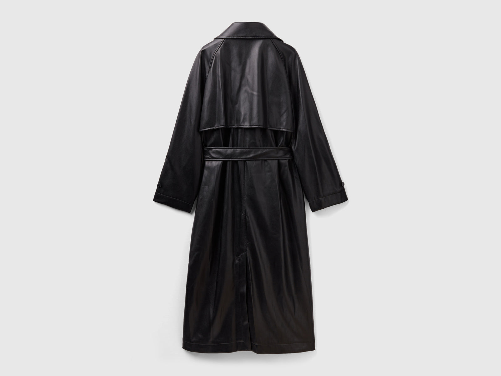 Gabardina midi de tejido revestido da donna nero 2 | Benetton Outlet