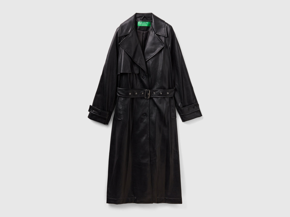 Gabardina midi de tejido revestido