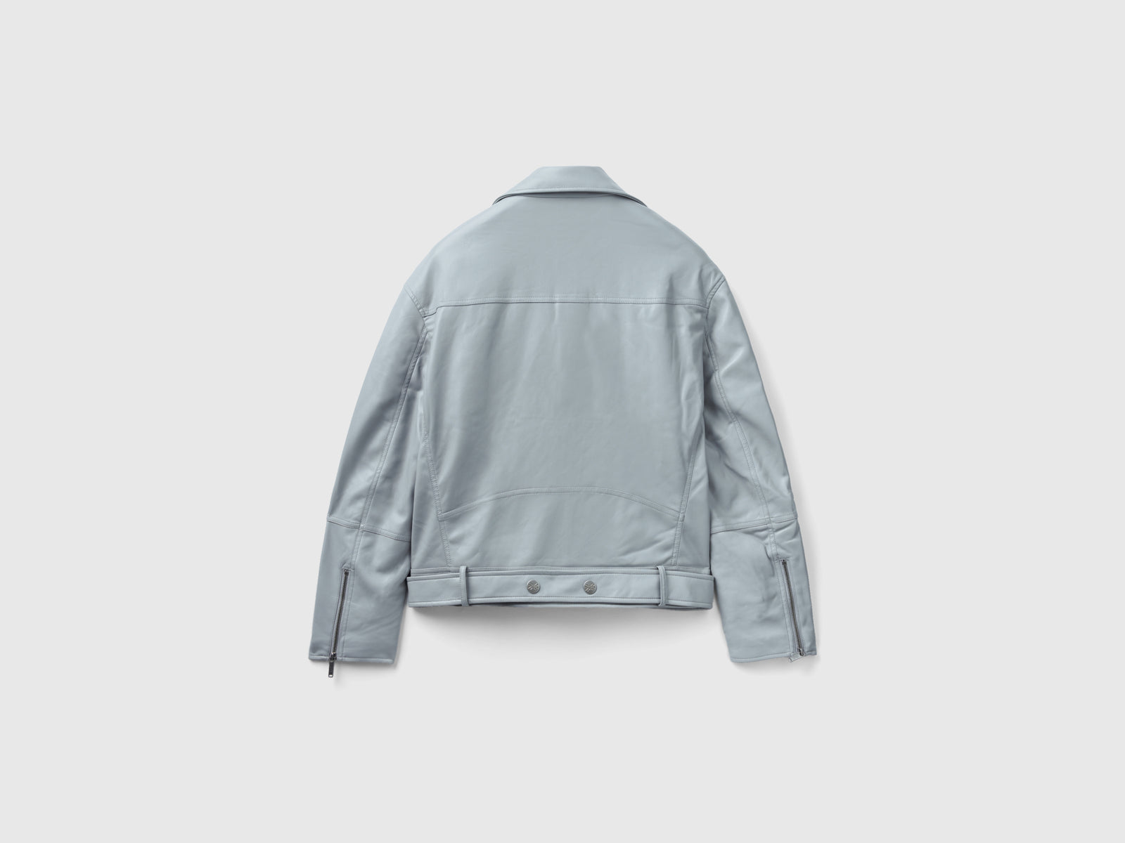 Giubbino chiodo in tessuto spalmato da uomo grigio chiaro 2 | Benetton Outlet