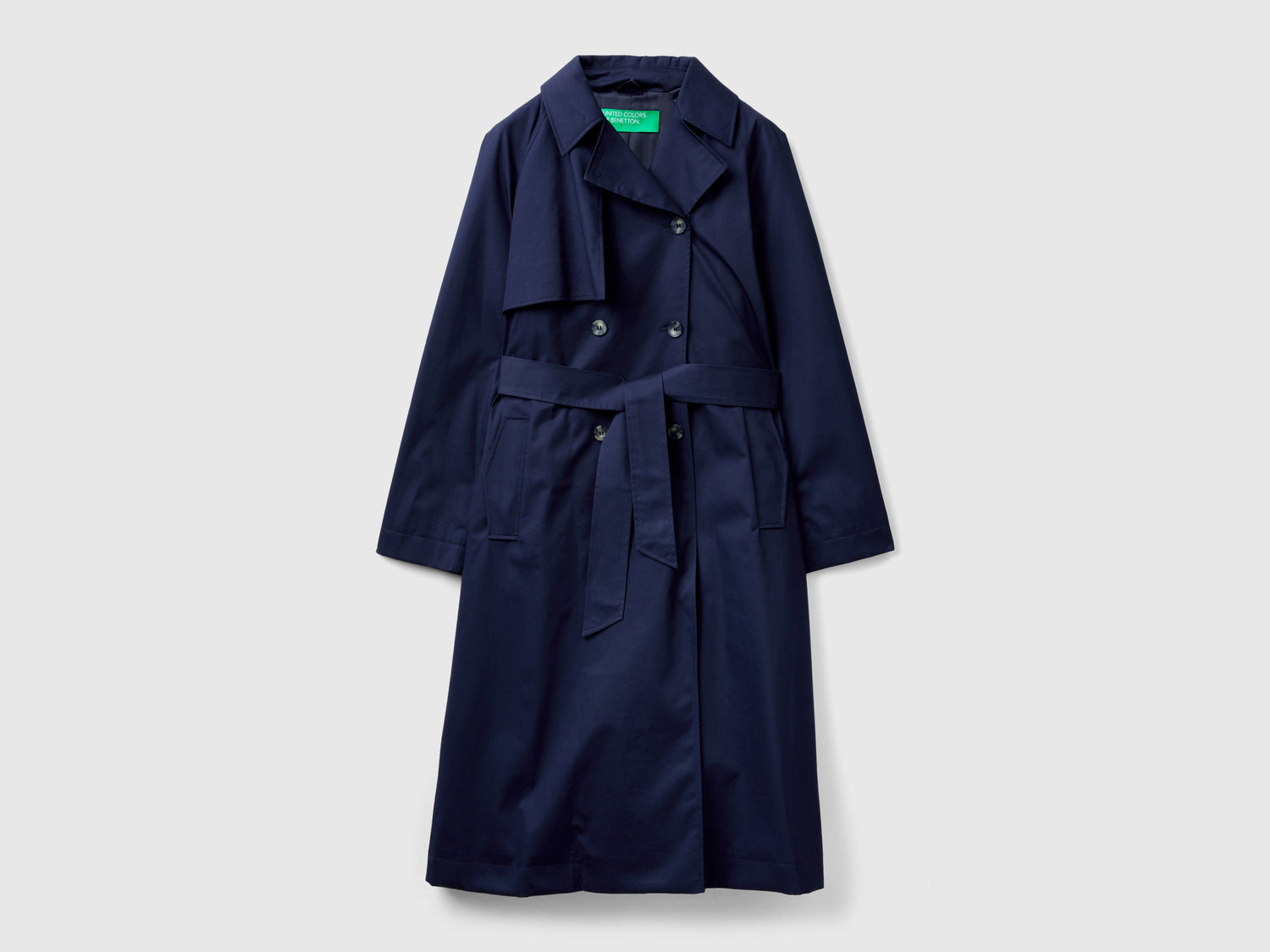 Trench midi doppiopetto da donna blu scuro | Benetton Outlet
