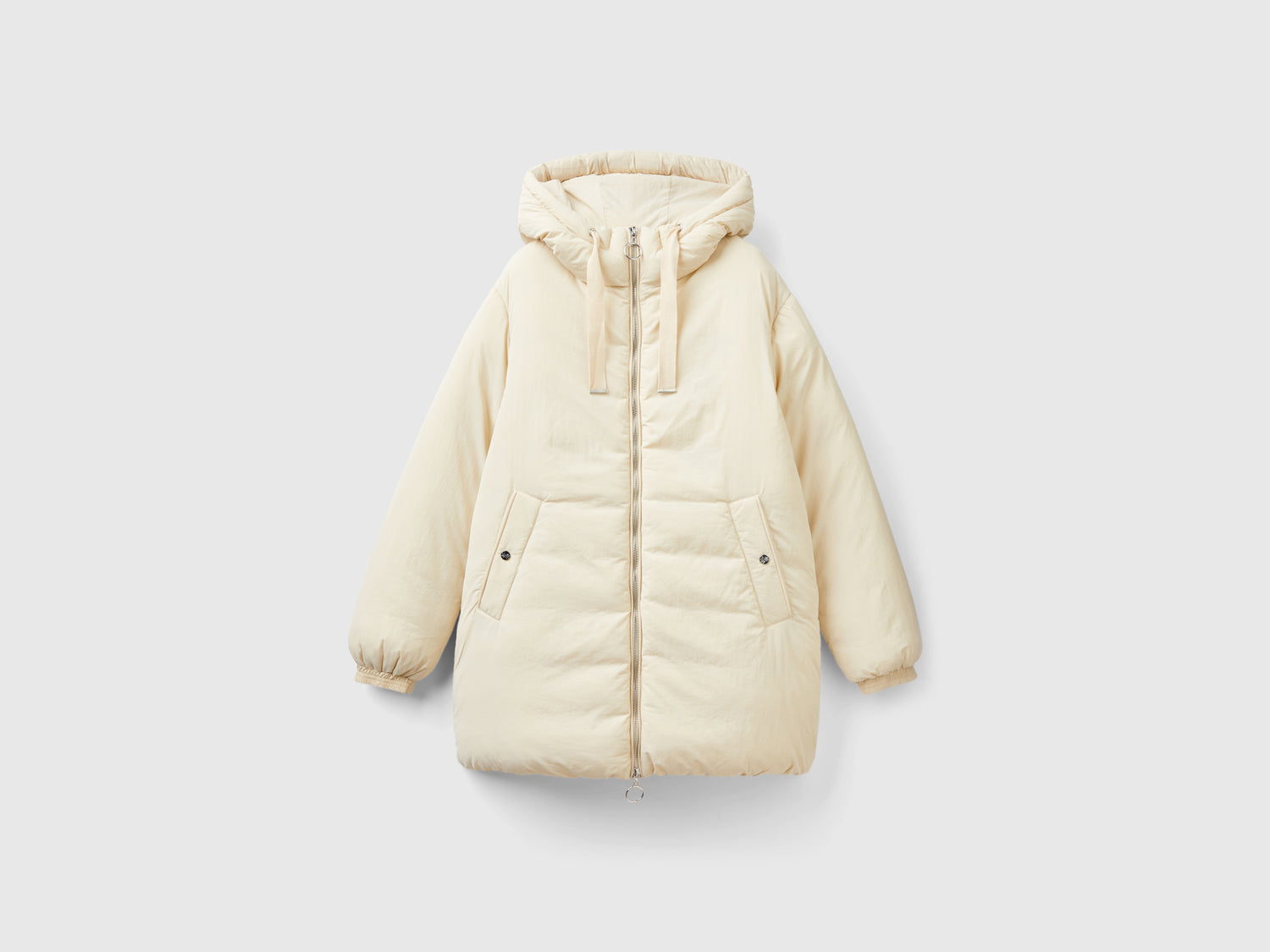 Chaqueta acolchada de nailon mate da donna bianco panna | Benetton Outlet