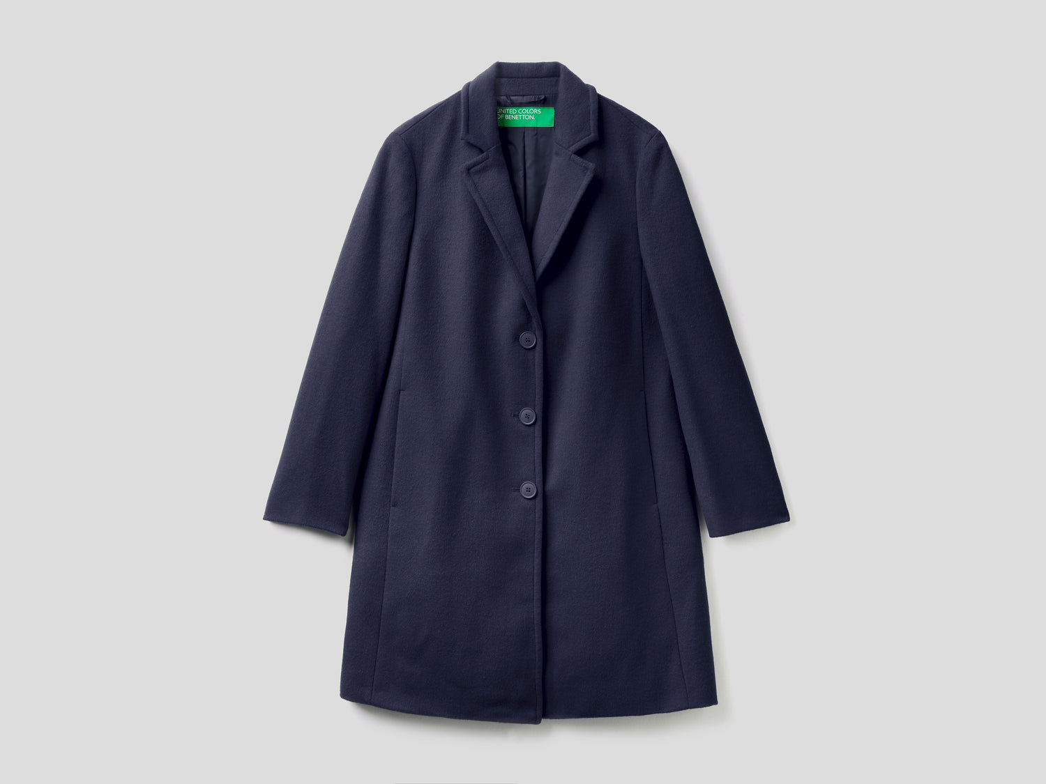 Cappotto corto in panno misto lana da donna blu scuro | Benetton Outlet