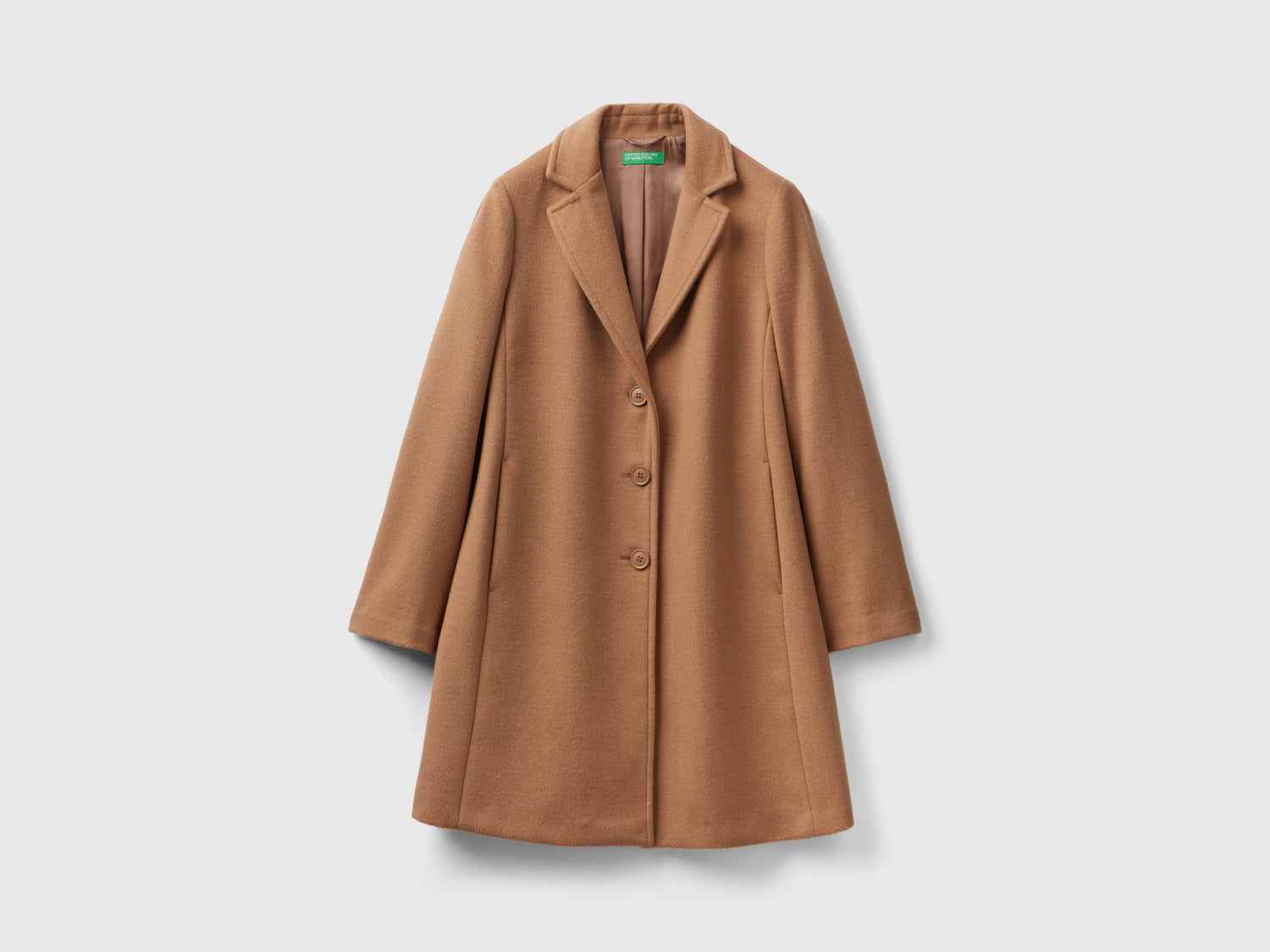 Cappotto corto in panno misto lana da donna beige | Benetton Outlet