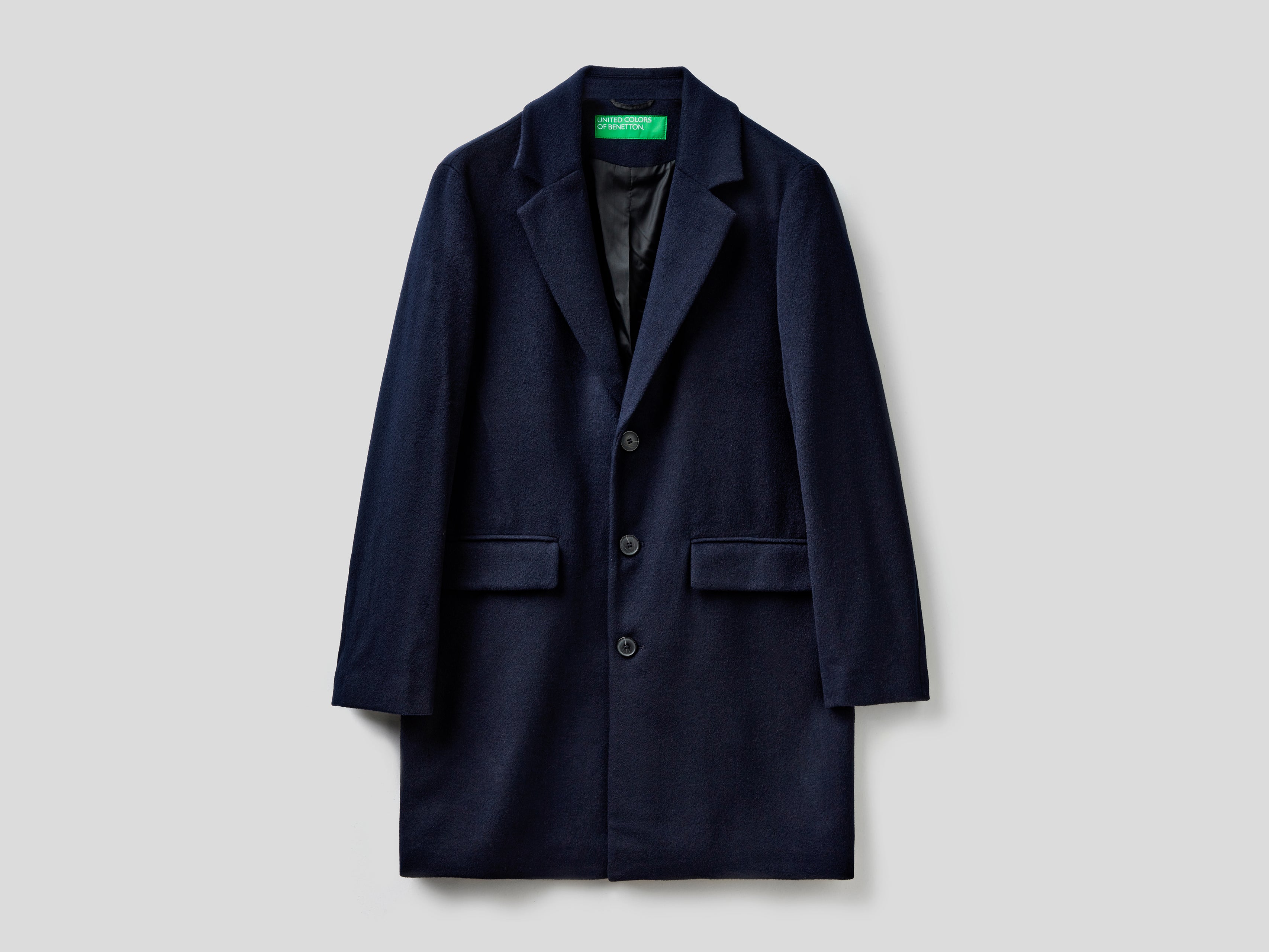 Wool blend lined coat da uomo blu scuro | Benetton Outlet