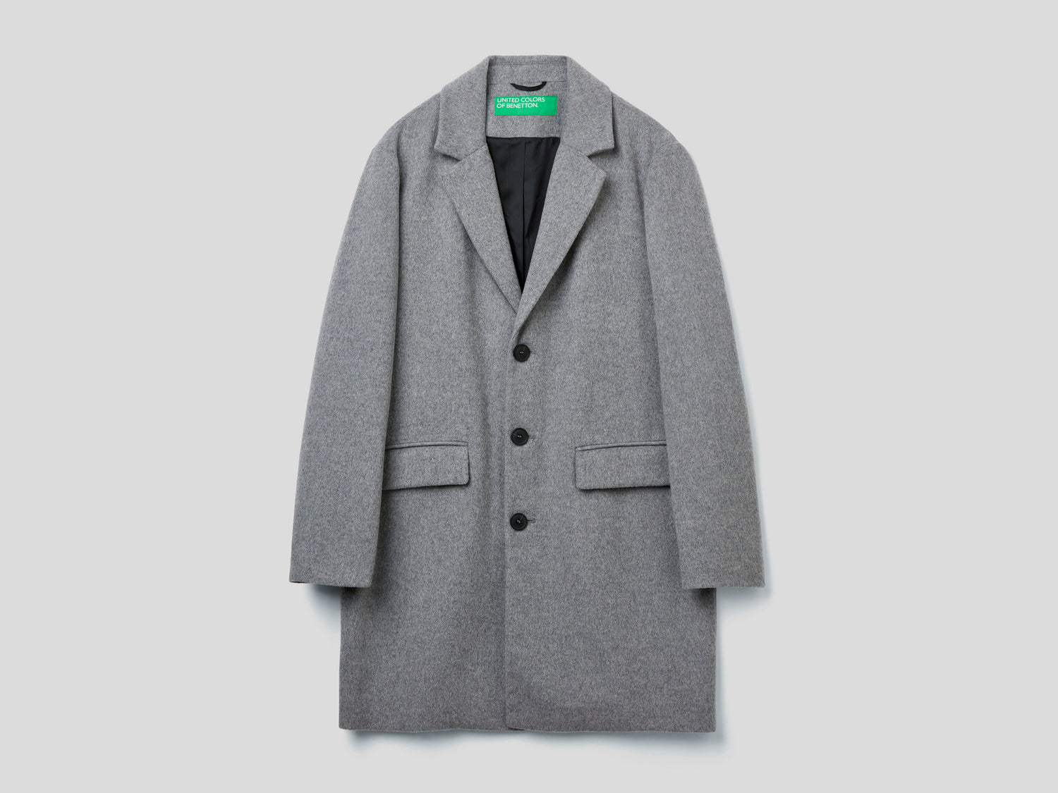Cappotto foderato in misto lana da uomo grigio scuro | Benetton Outlet
