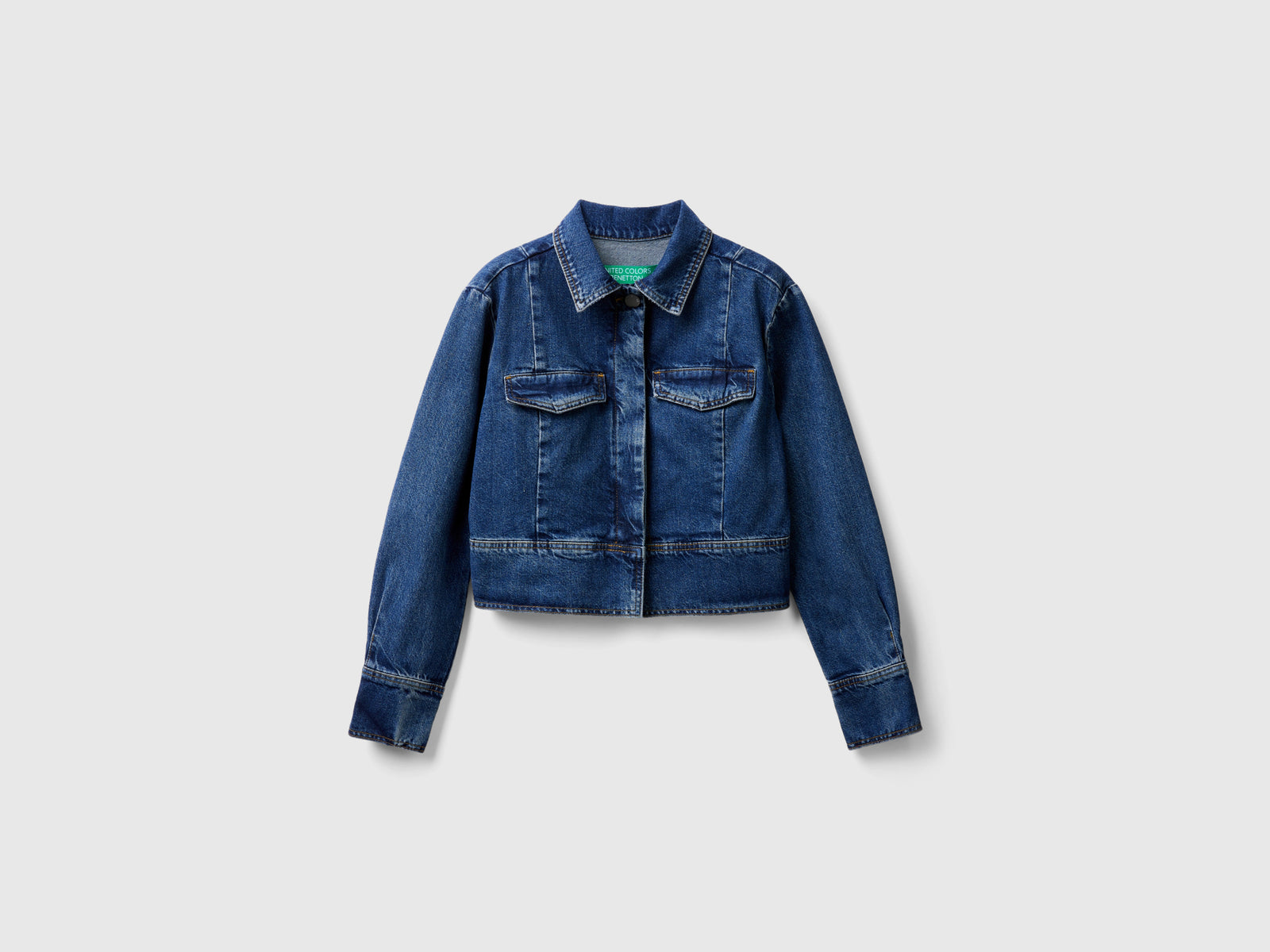 Giacca di jeans boxy fit da donna blu scuro | Benetton Outlet
