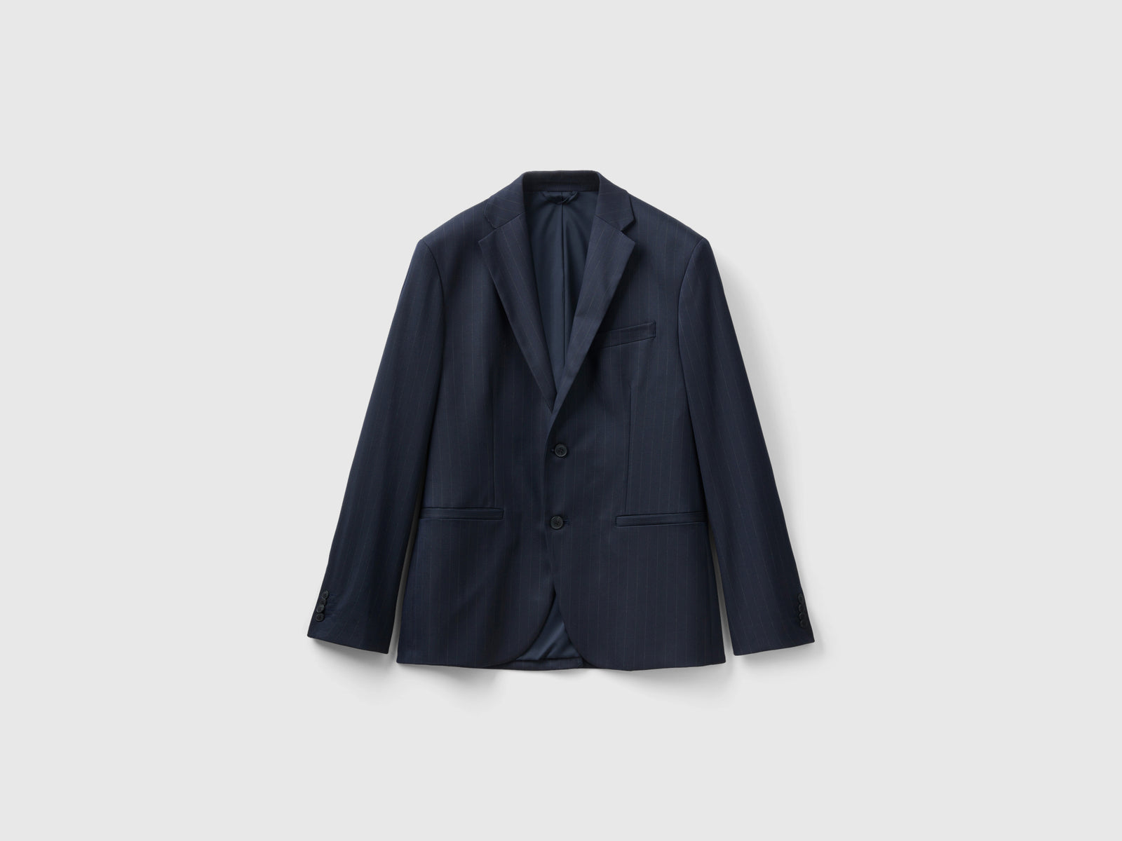 Blazer effetto gessato da uomo blu scuro | Benetton Outlet