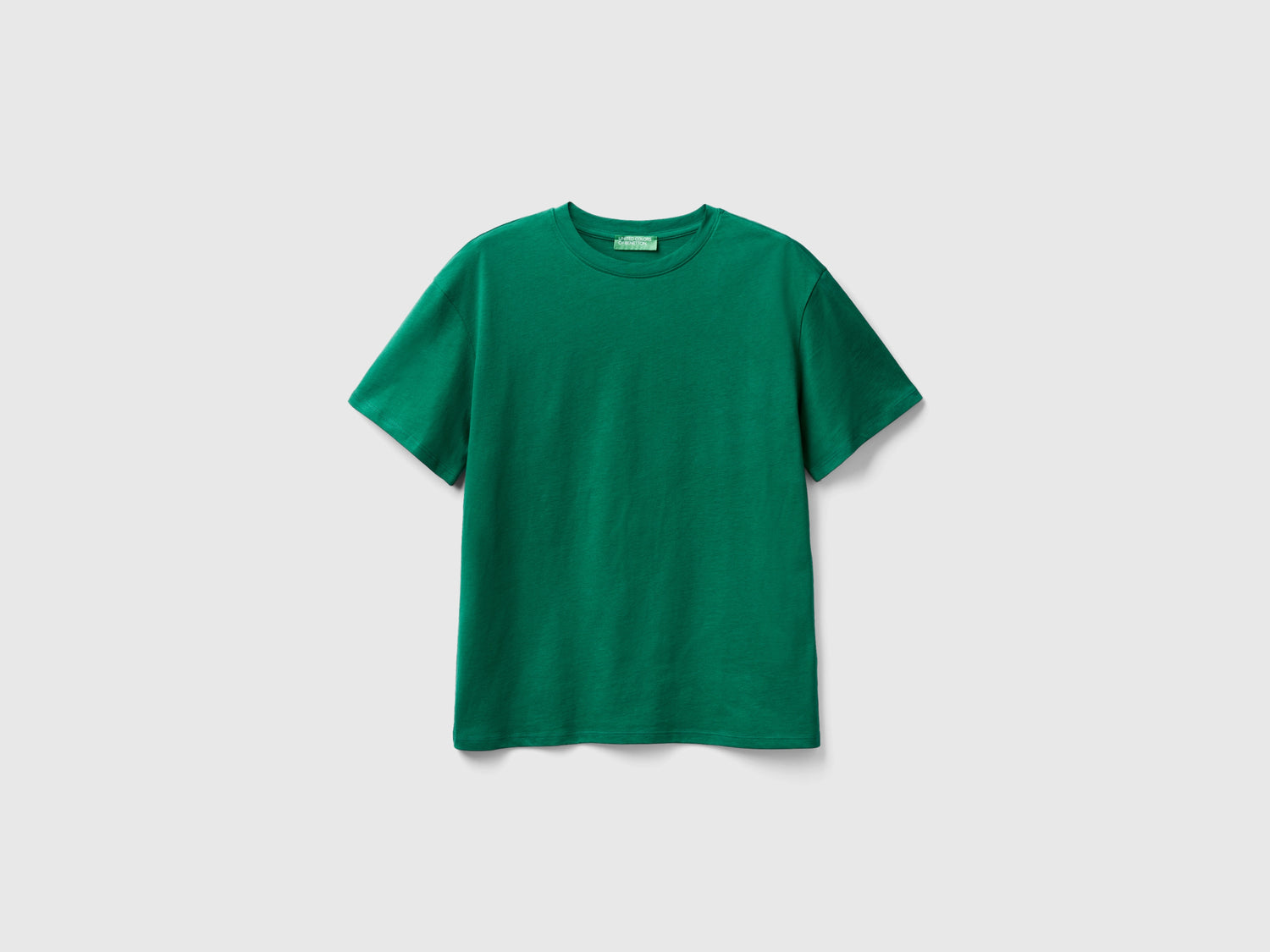 Maglietta manica corta 100% cotone da donna verde | Benetton Outlet