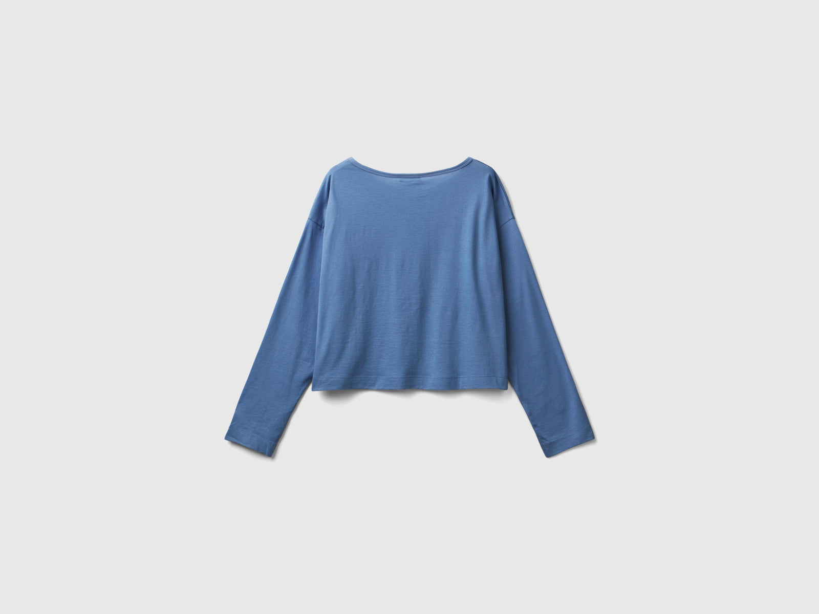 T-shirt celeste in cotone a fibra lunga da donna azzurro 2 | Benetton Outlet