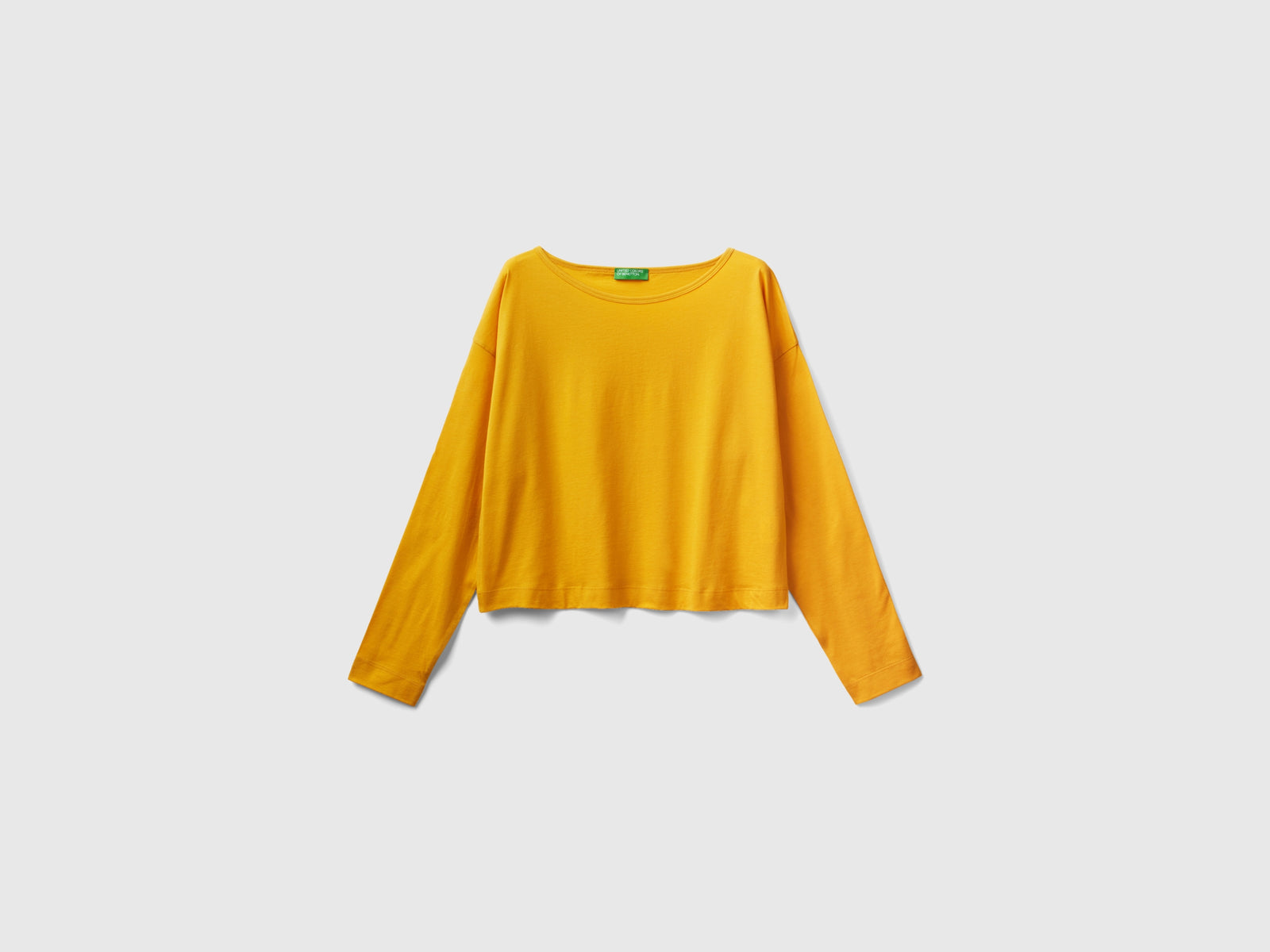 T-shirt ocra in cotone a fibra lunga da donna giallo | Benetton Outlet
