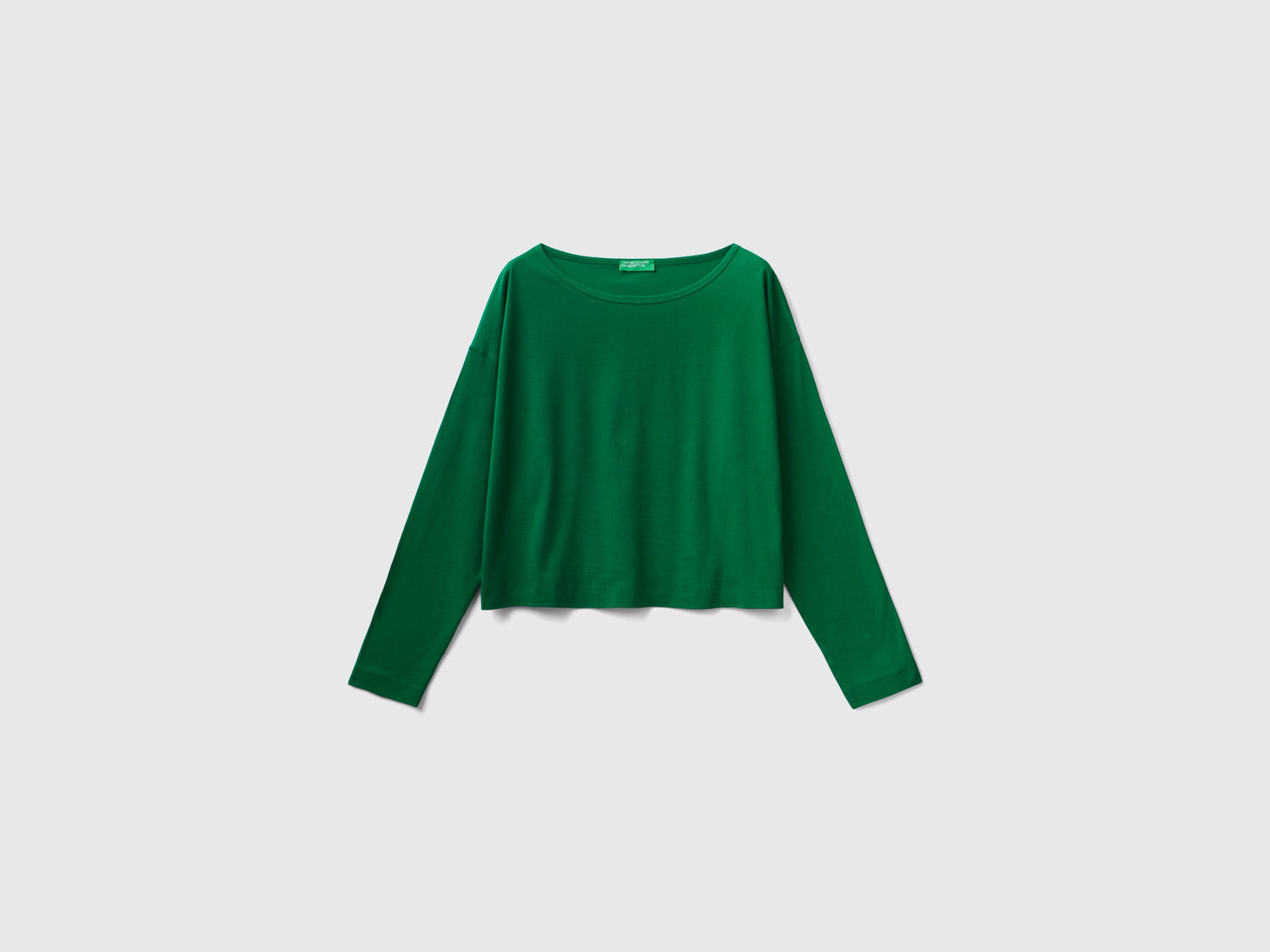 T-shirt bosco in cotone a fibra lunga da donna verde | Benetton Outlet