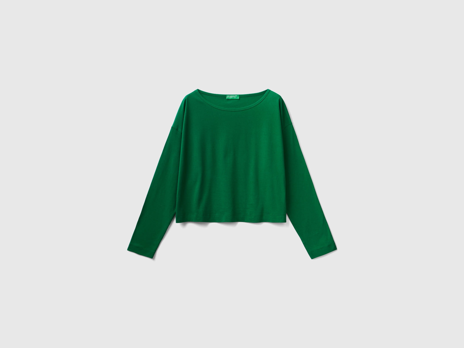 T-shirt bosco in cotone a fibra lunga da donna verde | Benetton Outlet