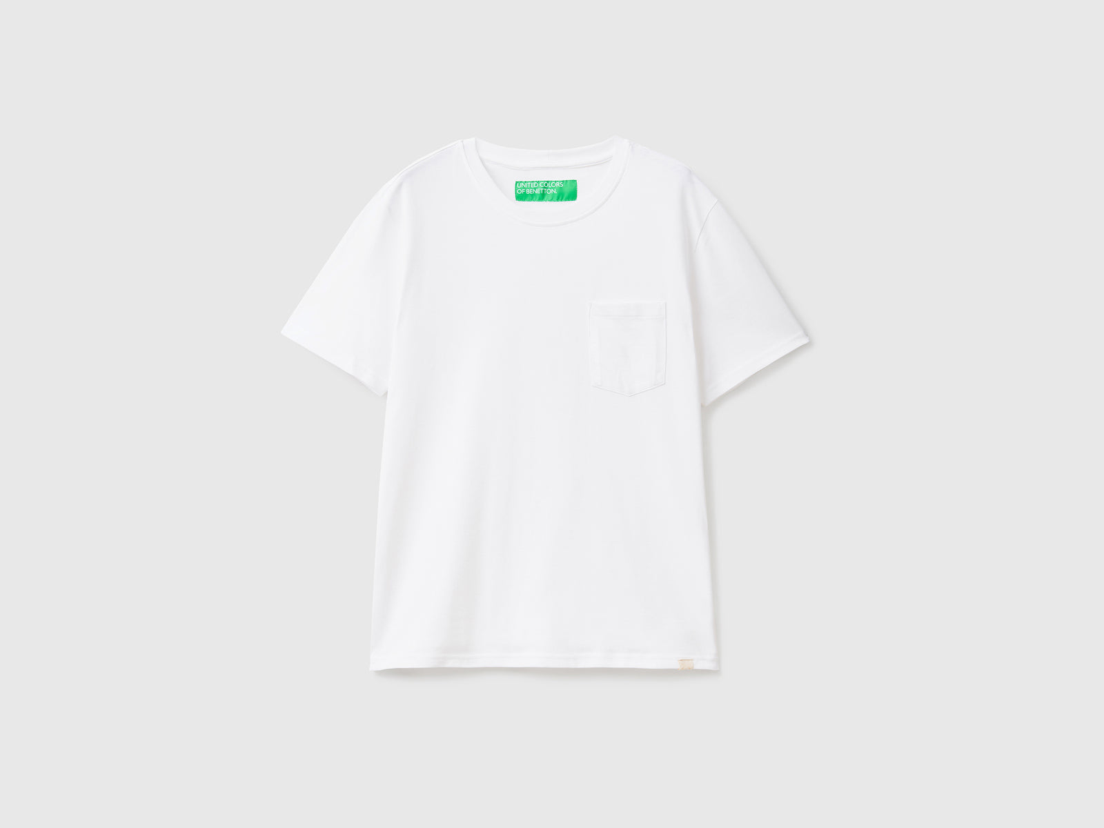 T-shirt 100% cotone con taschino da uomo bianco | Benetton Outlet