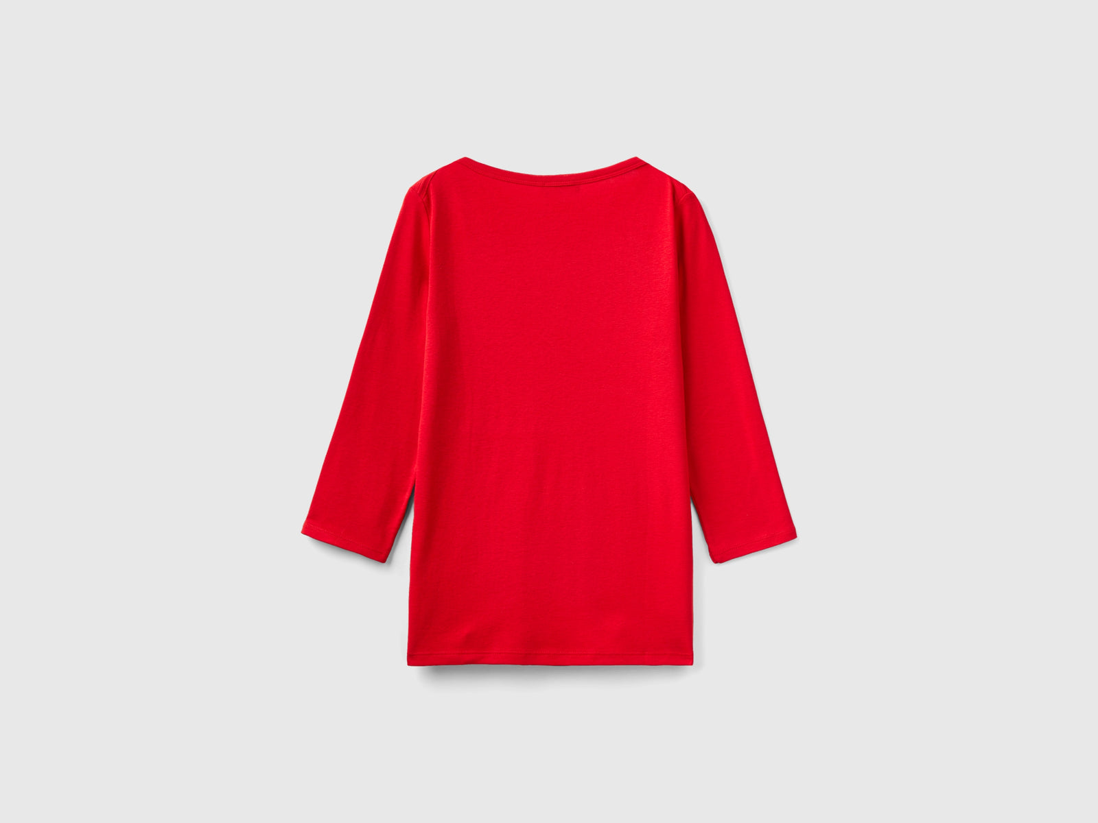 T-shirt con scollo a barchetta 100% cotone da donna rosso 2 | Benetton Outlet