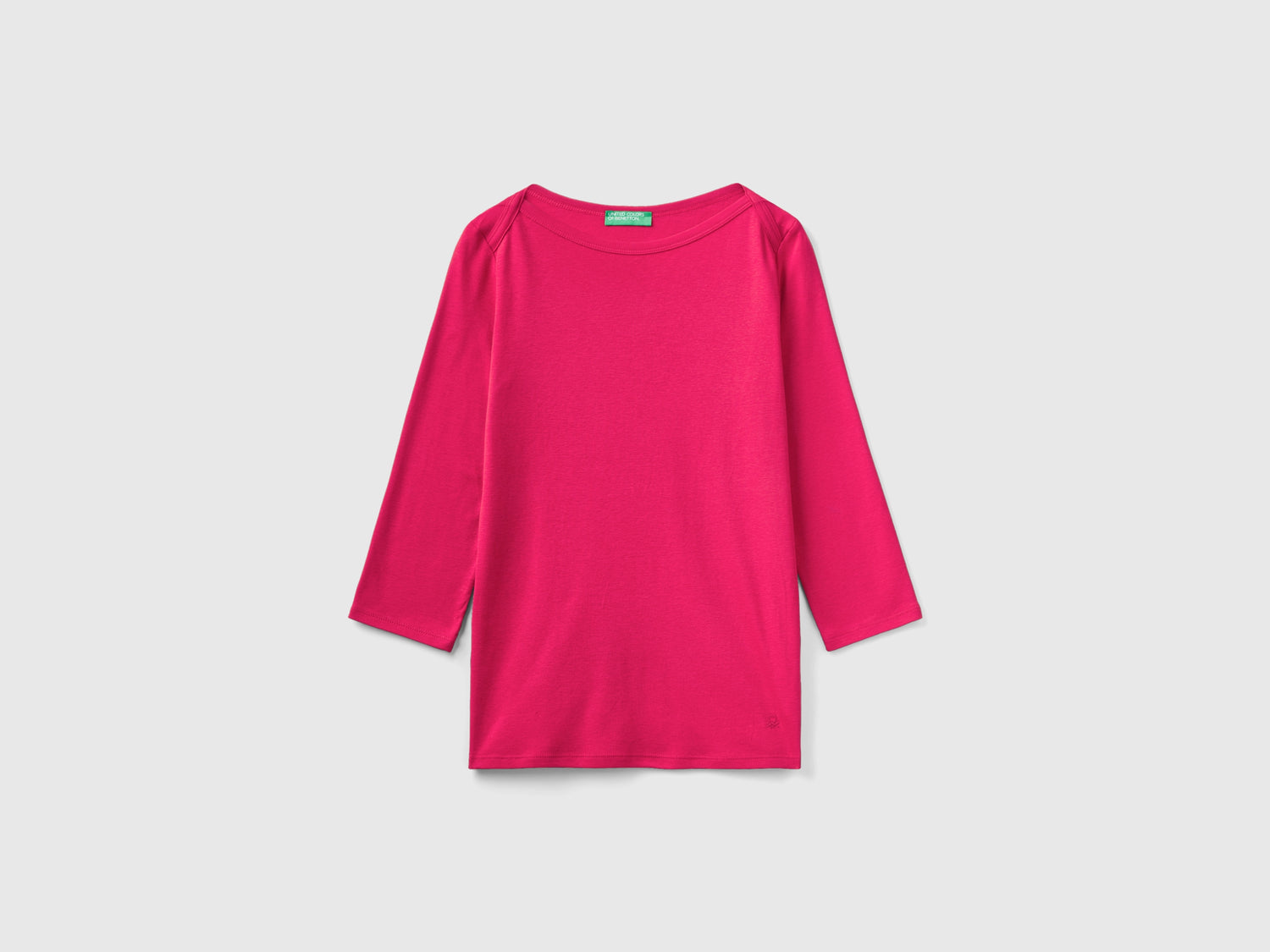 T-shirt con scollo a barchetta 100% cotone da donna ciclamino | Benetton Outlet