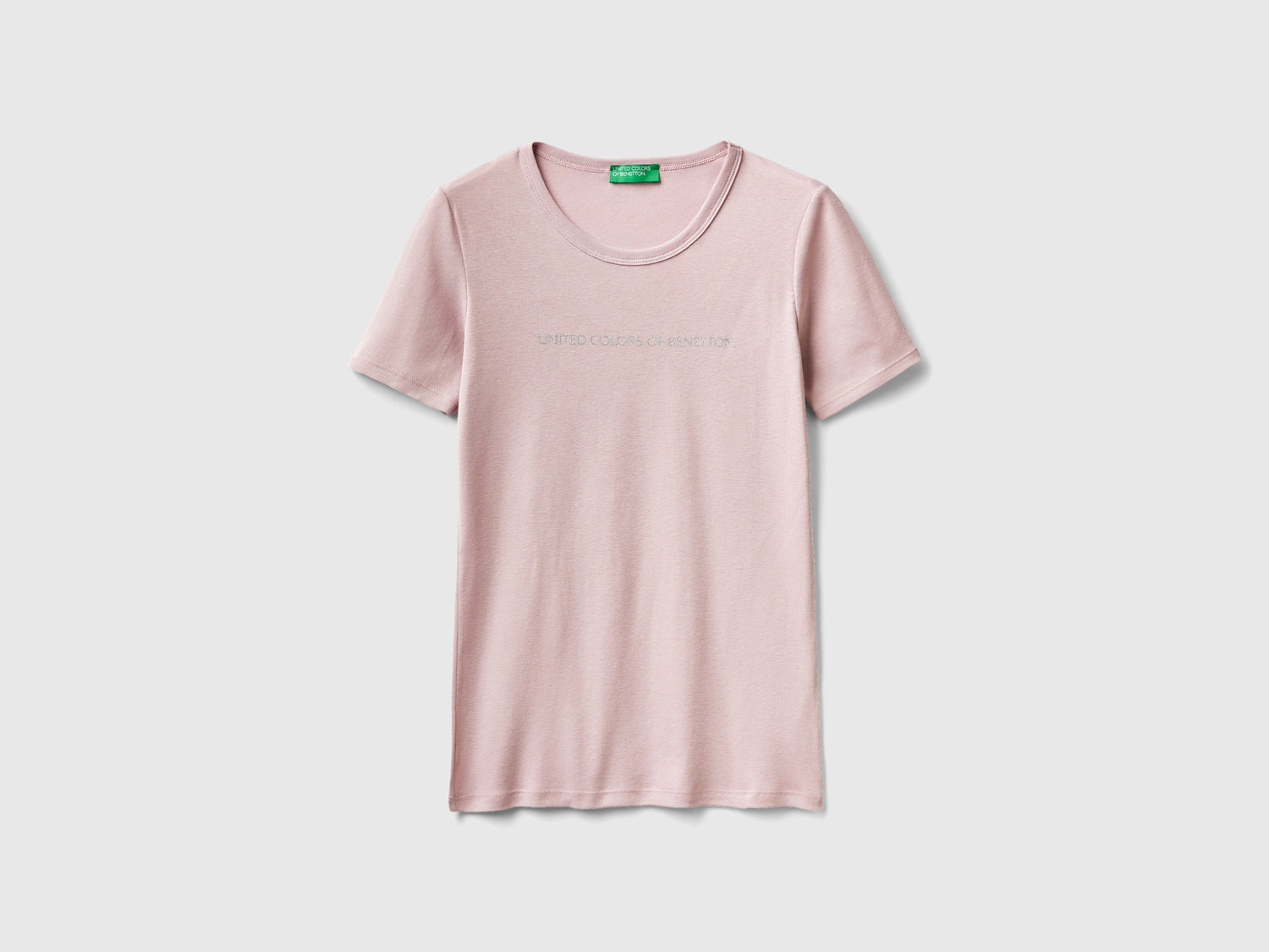 T-shirt 100% cotone con stampa logo glitter da donna lilla | Benetton Outlet