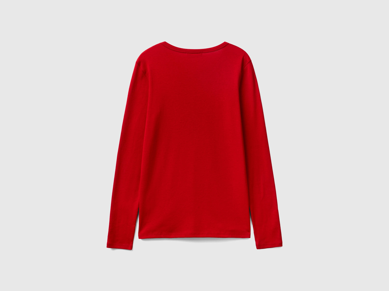 T-shirt a manica lunga in puro cotone da donna rosso 2 | Benetton Outlet