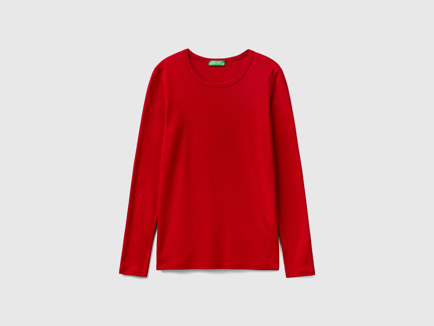T-shirt a manica lunga in puro cotone da donna rosso | Benetton Outlet