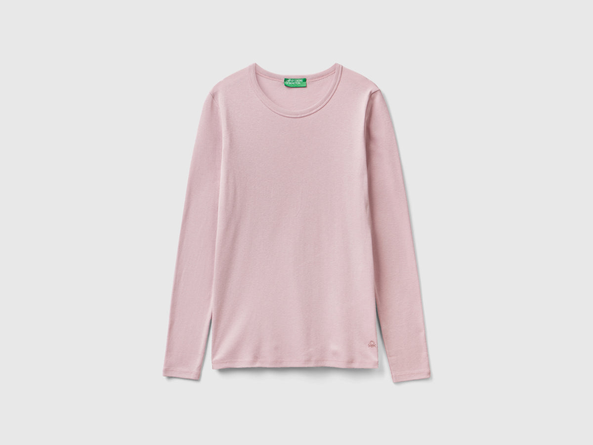 T-shirt a manica lunga in puro cotone