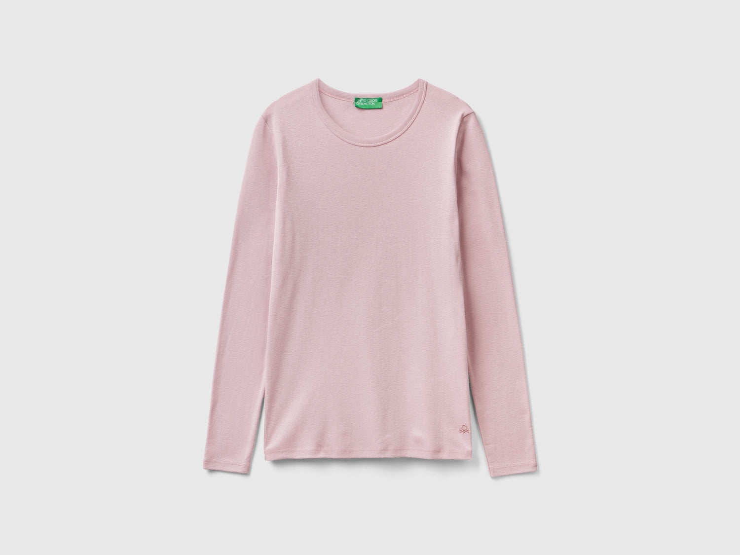 T-shirt a manica lunga in puro cotone da donna lilla | Benetton Outlet