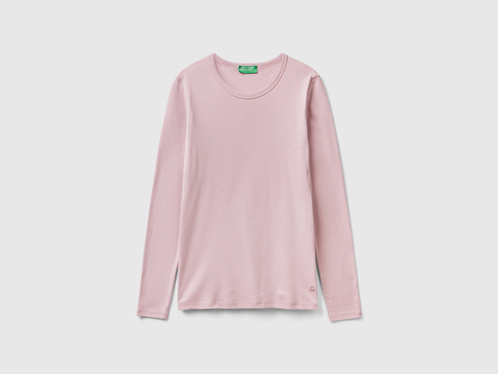 T-shirt a manica lunga in puro cotone da donna lilla | Benetton Outlet