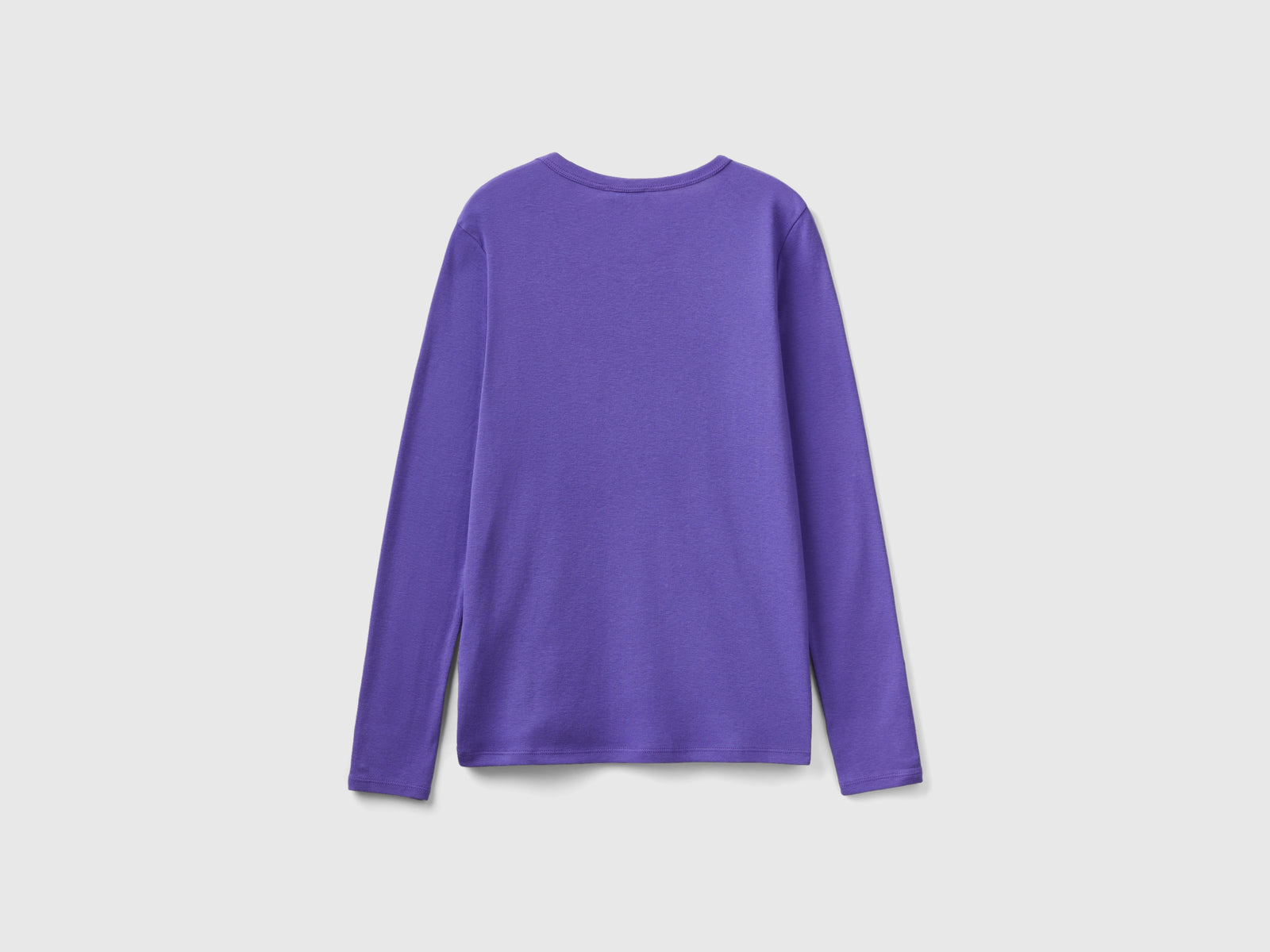 T-shirt a manica lunga in puro cotone da donna viola 2 | Benetton Outlet