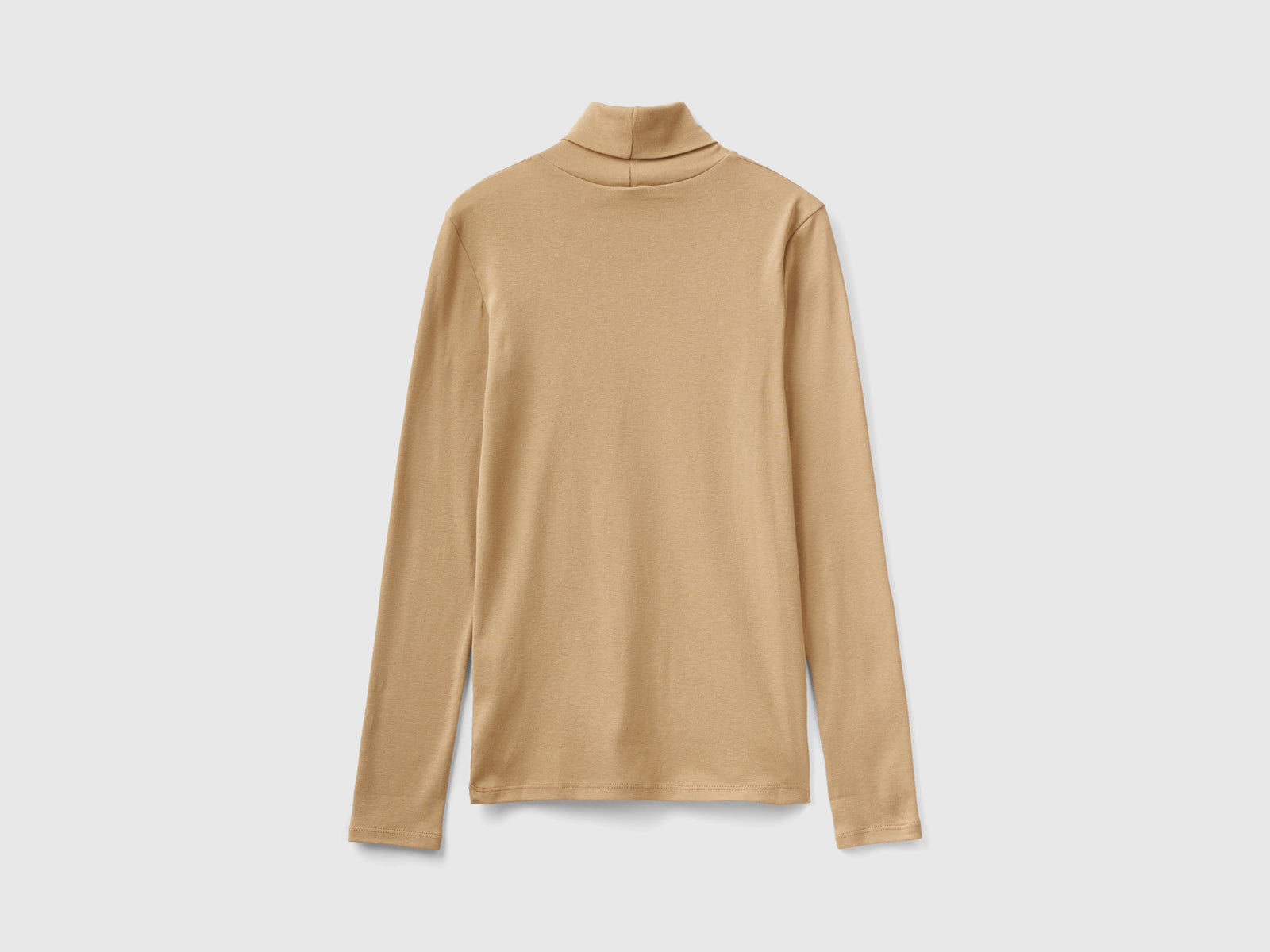 T-shirt a manica lunga con collo alto da donna cammello 2 | Benetton Outlet