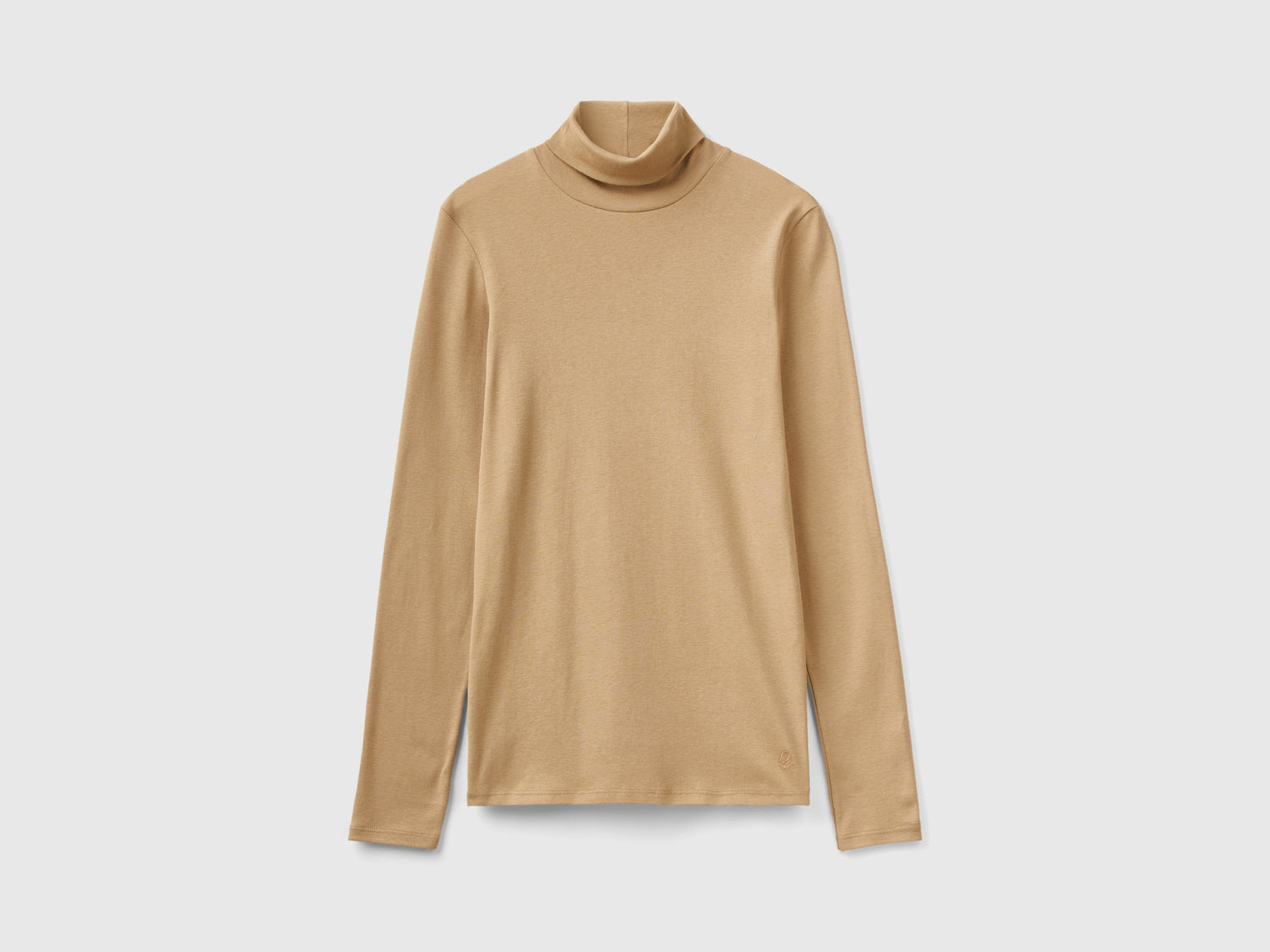 T-shirt a manica lunga con collo alto da donna cammello | Benetton Outlet