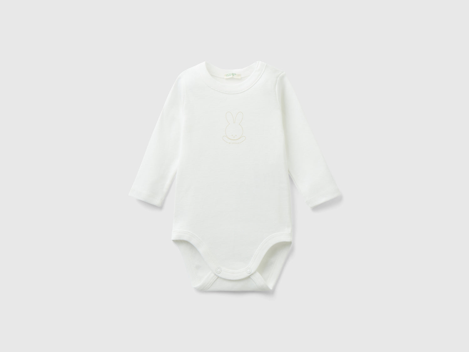 Body manica lunga in cotone bio da neonato bianco panna | Benetton Outlet