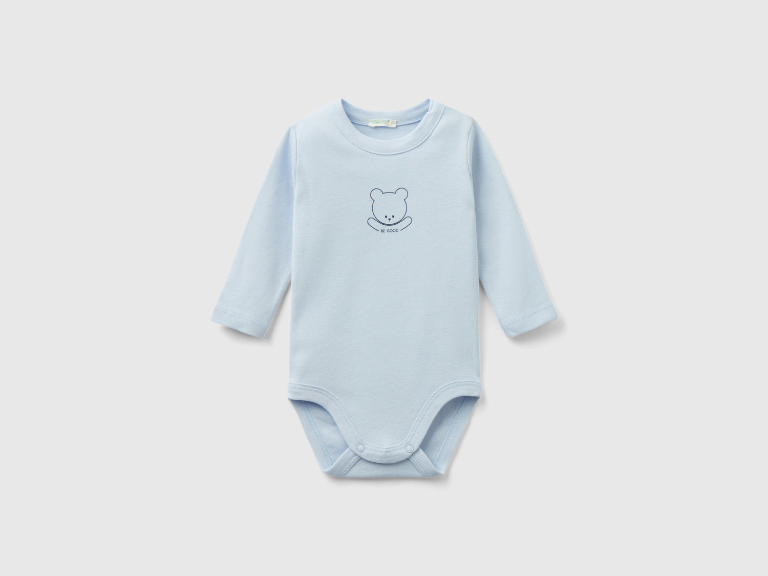 Body manica lunga in cotone bio da neonato celeste | Benetton Outlet