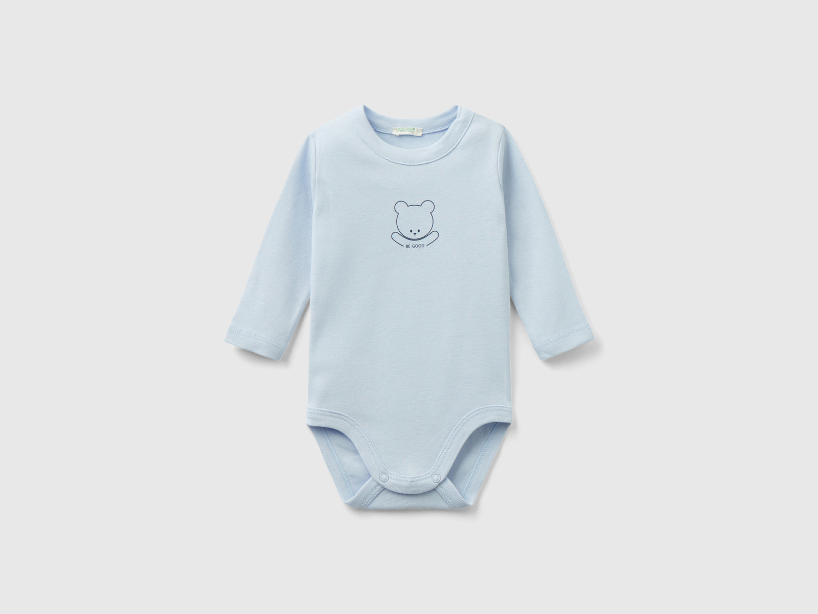 Body manica lunga in cotone bio da neonato celeste | Benetton Outlet
