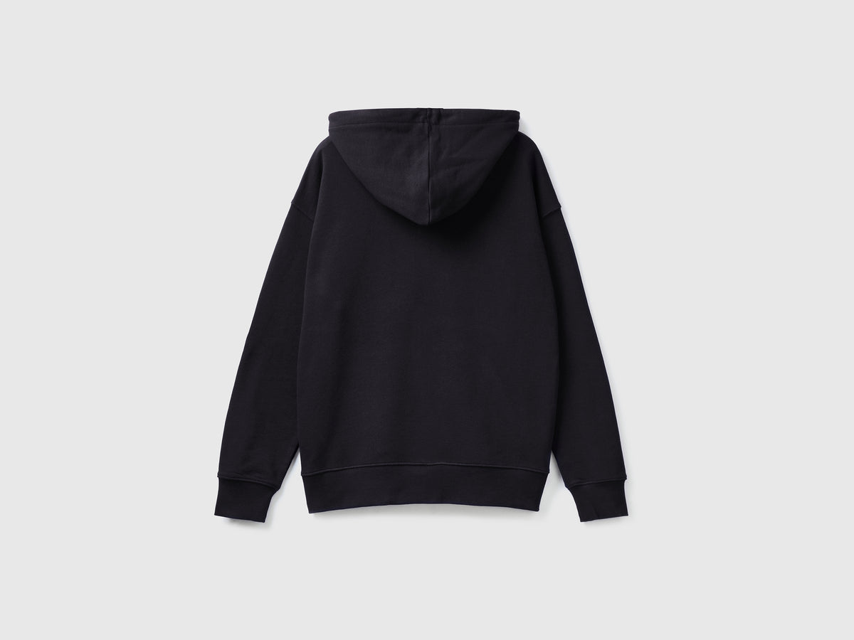 Felpa in cotone con zip e cappuccio