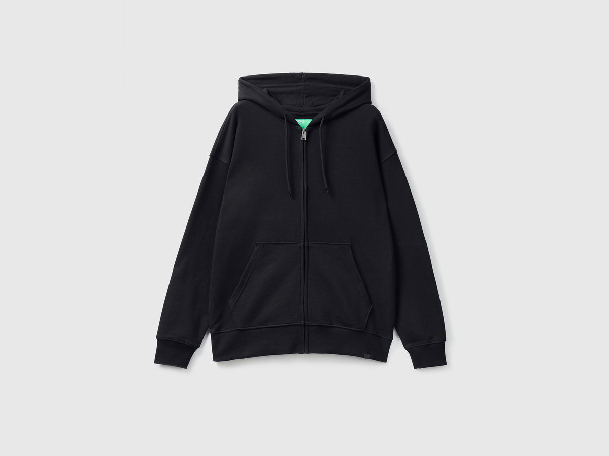 Felpa in cotone con zip e cappuccio