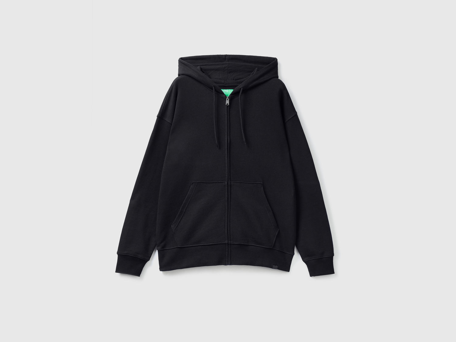 Felpa in cotone con zip e cappuccio da uomo nero | Benetton Outlet