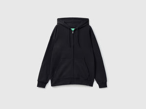 Felpa in cotone con zip e cappuccio