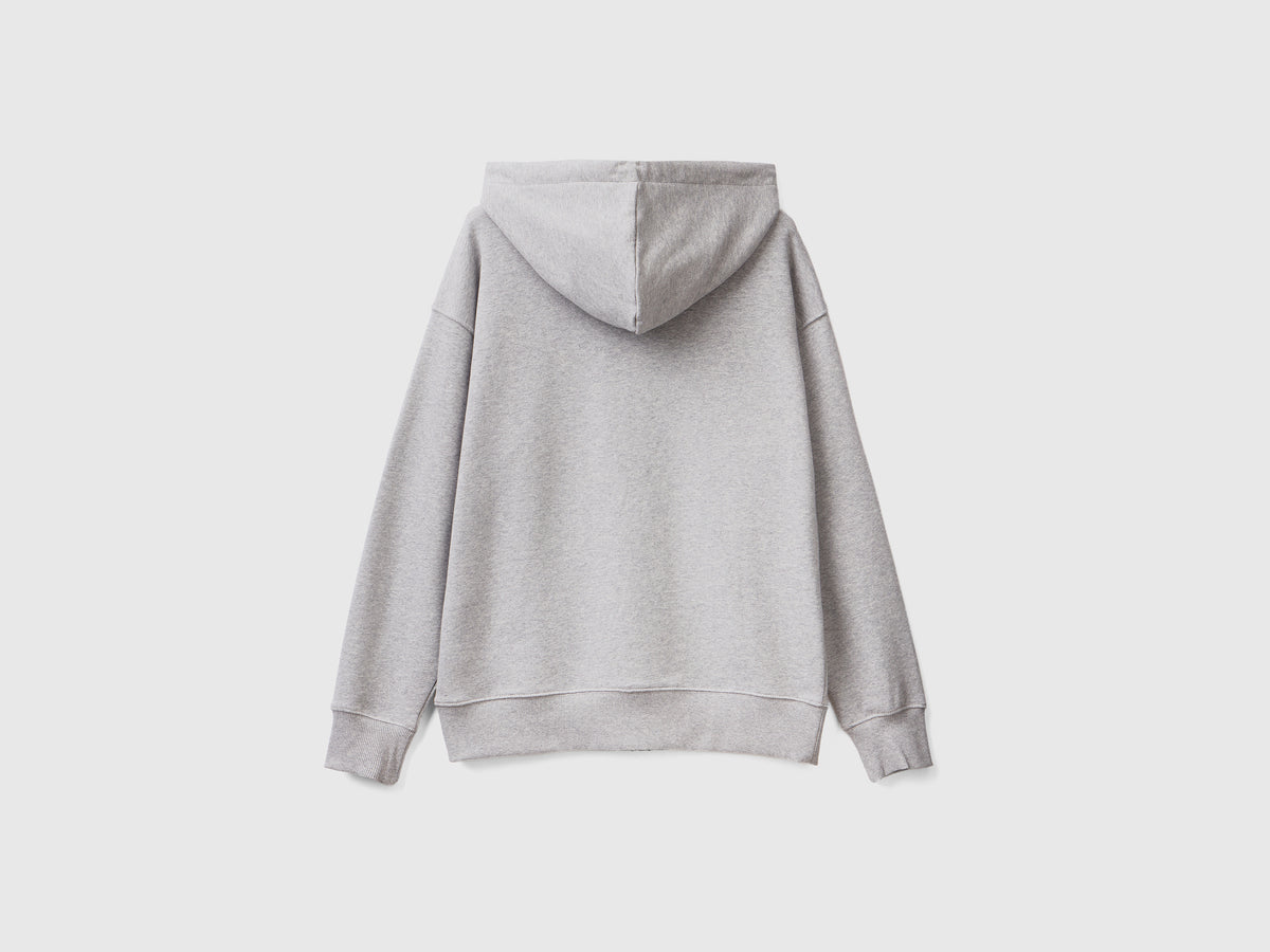 Felpa in cotone con zip e cappuccio