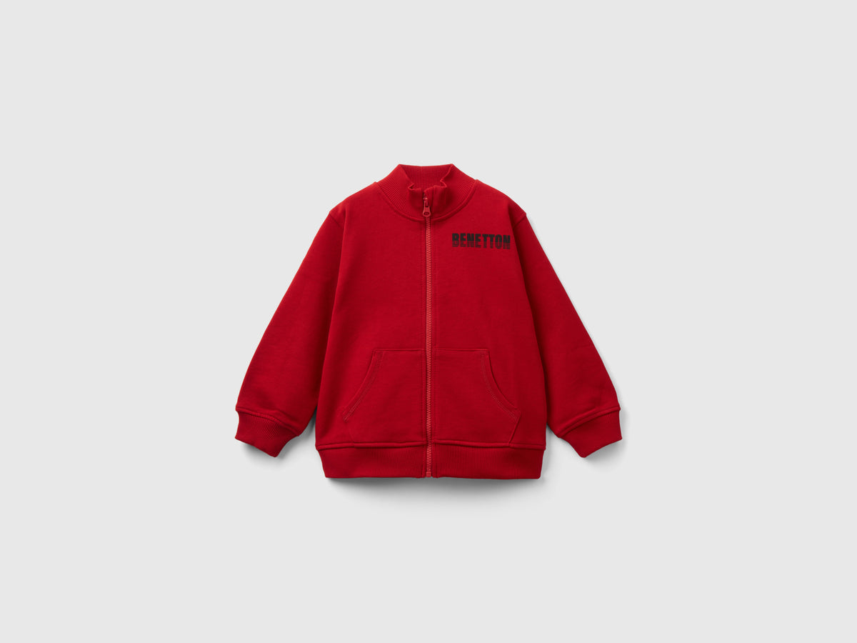 Felpa in cotone bio con zip