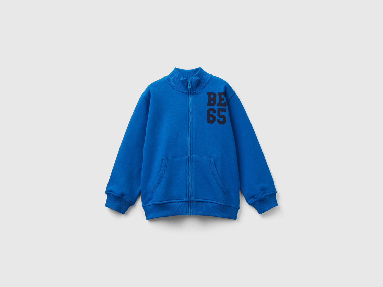 Felpa in cotone bio con zip da bimbo bluette | Benetton Outlet
