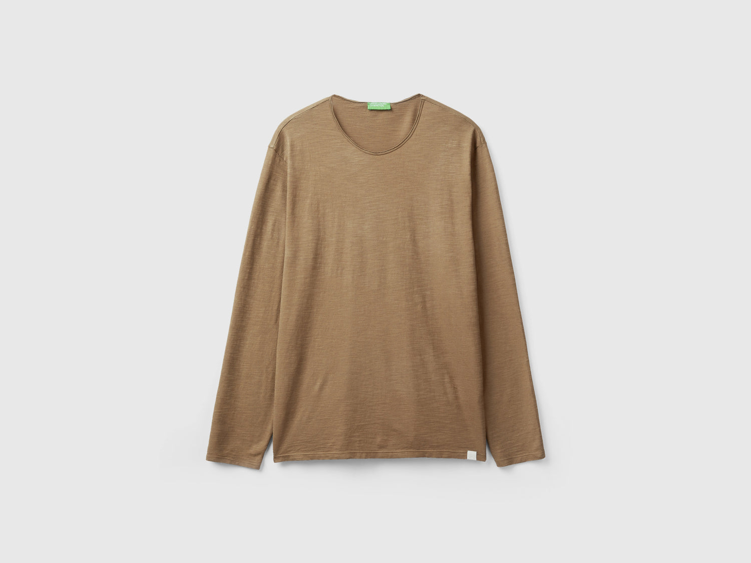 T-shirt a manica lunga in 100% cotone da uomo beige | Benetton Outlet