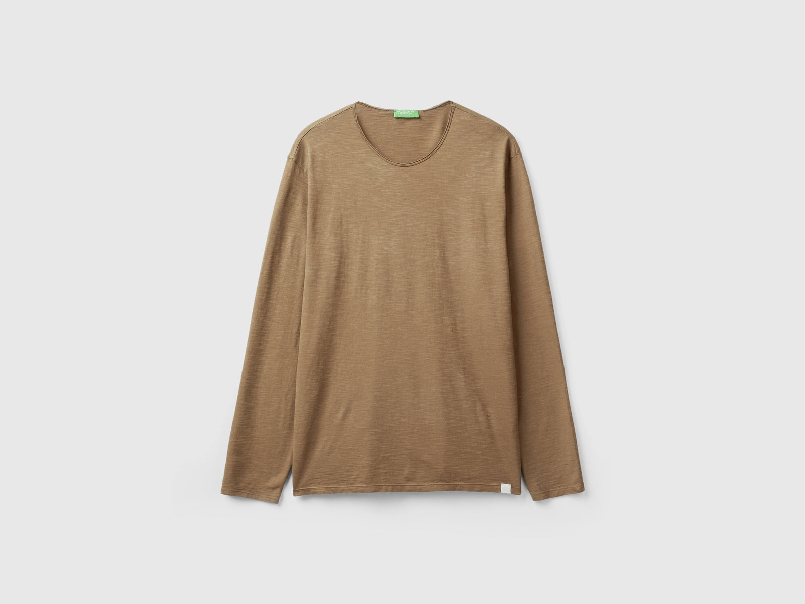 T-shirt a manica lunga in 100% cotone da uomo beige | Benetton Outlet