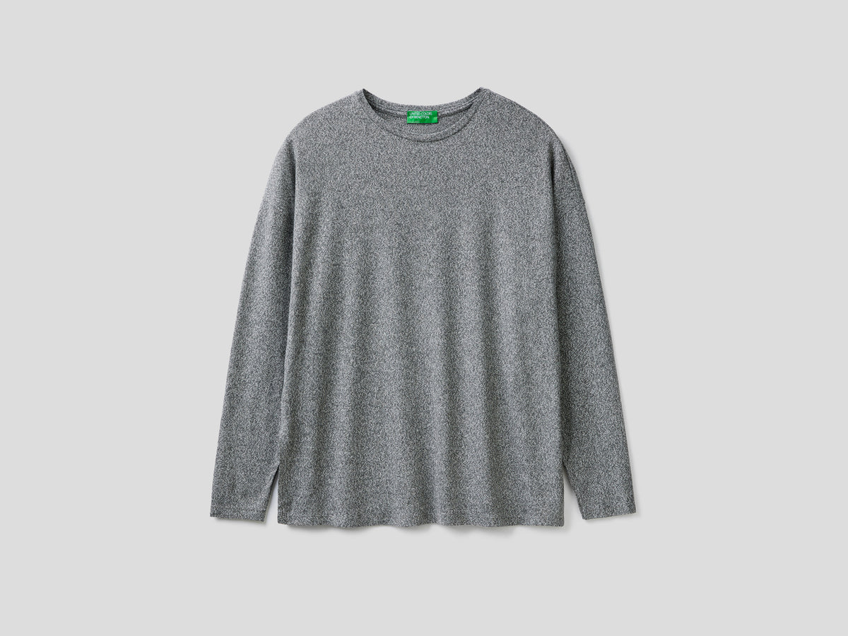 T-shirt manica lunga in viscosa stretch