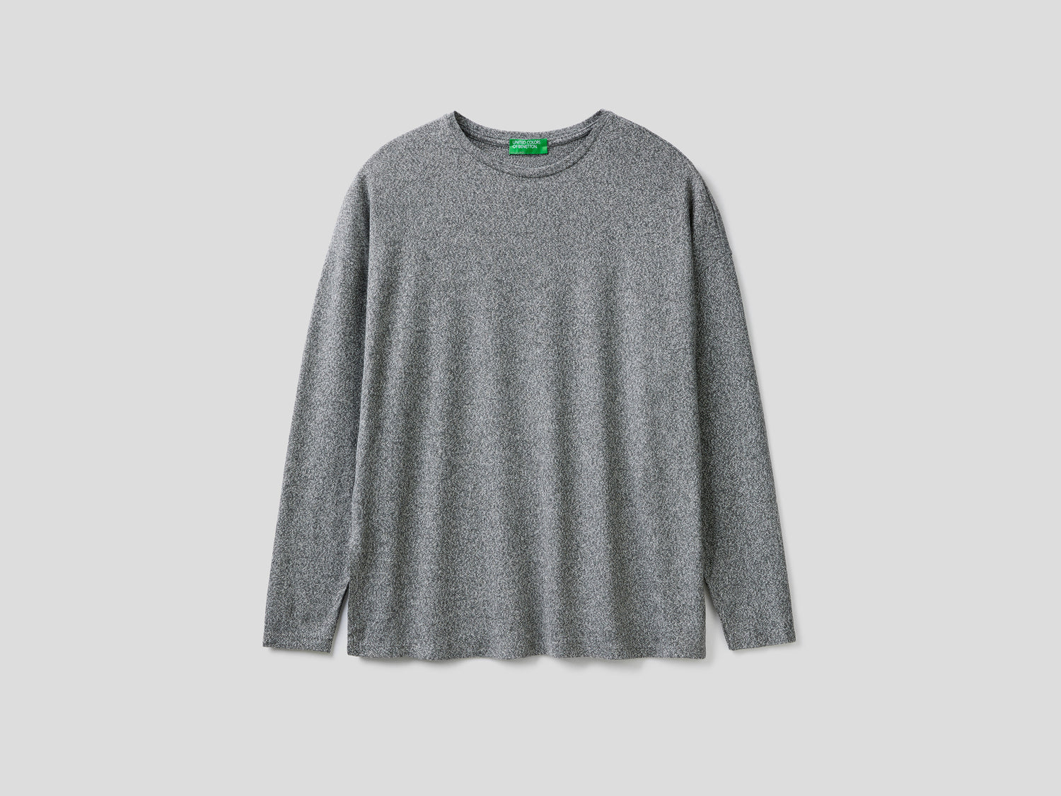 T-shirt manica lunga in viscosa stretch da donna grigio | Benetton Outlet