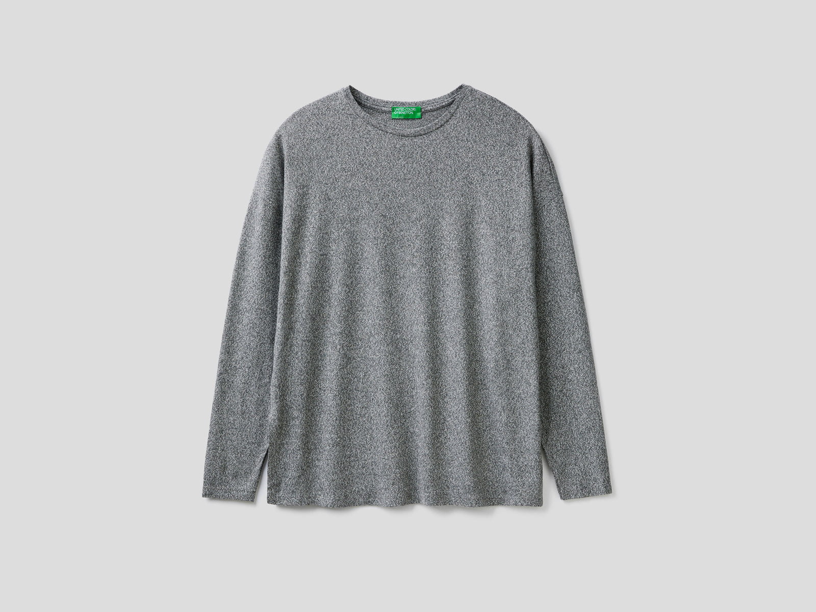 T-shirt manica lunga in viscosa stretch da donna grigio | Benetton Outlet
