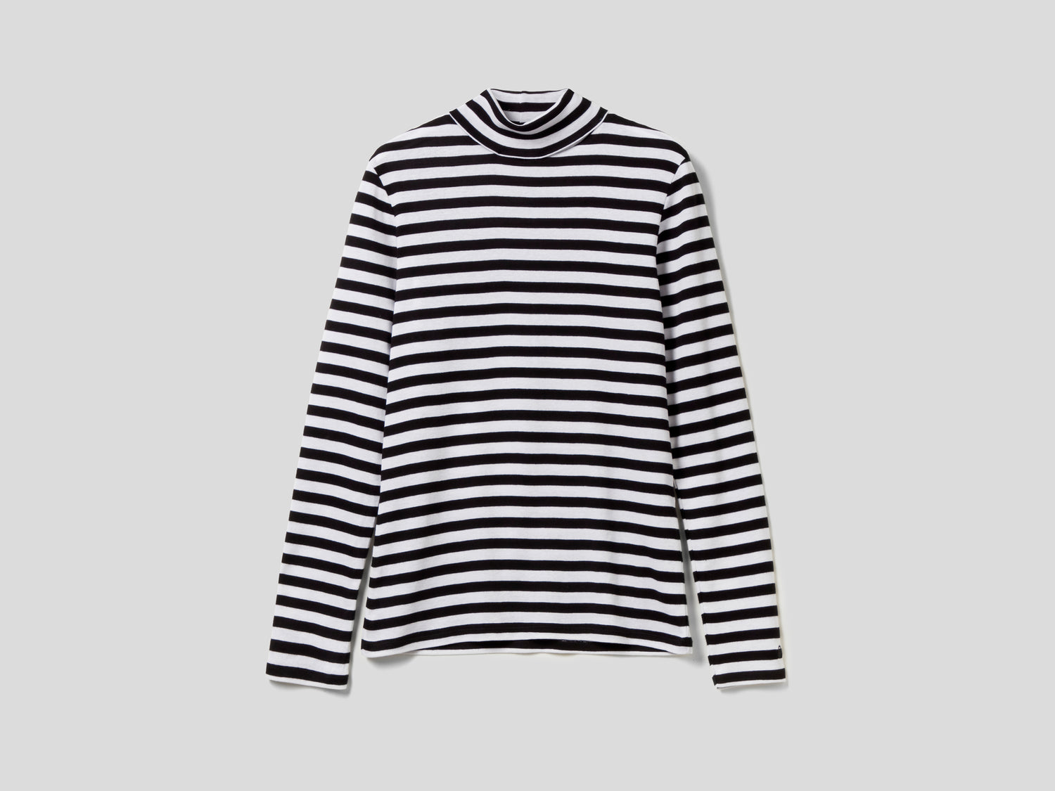 T-shirt lupetto a righe da donna nero | Benetton Outlet