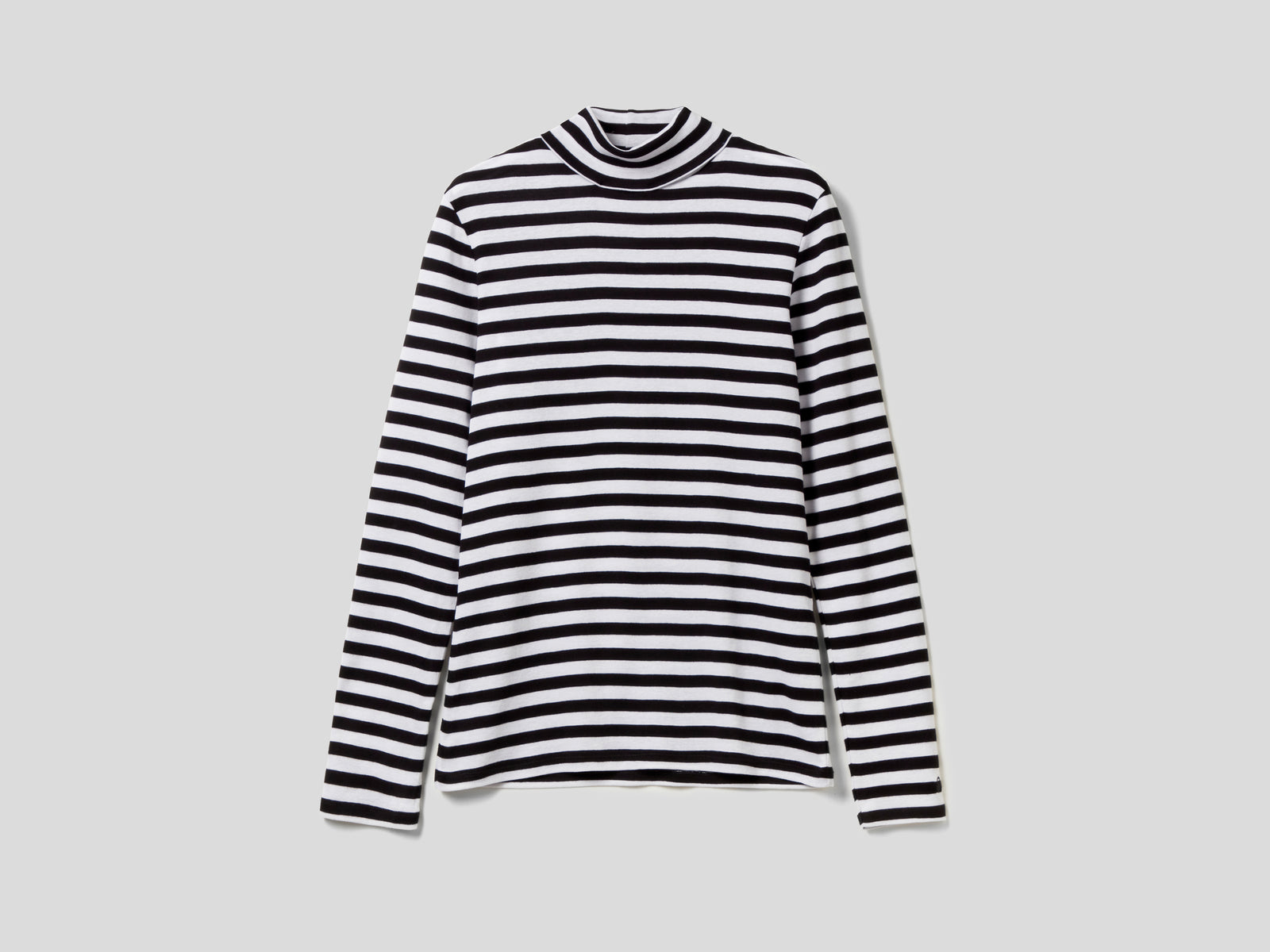 T-shirt lupetto a righe da donna nero | Benetton Outlet