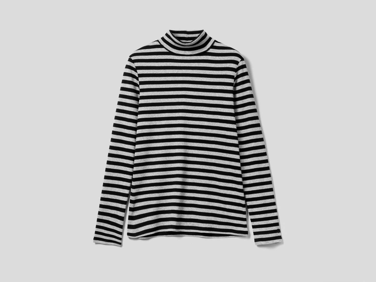 T-shirt lupetto a righe da donna nero | Benetton Outlet